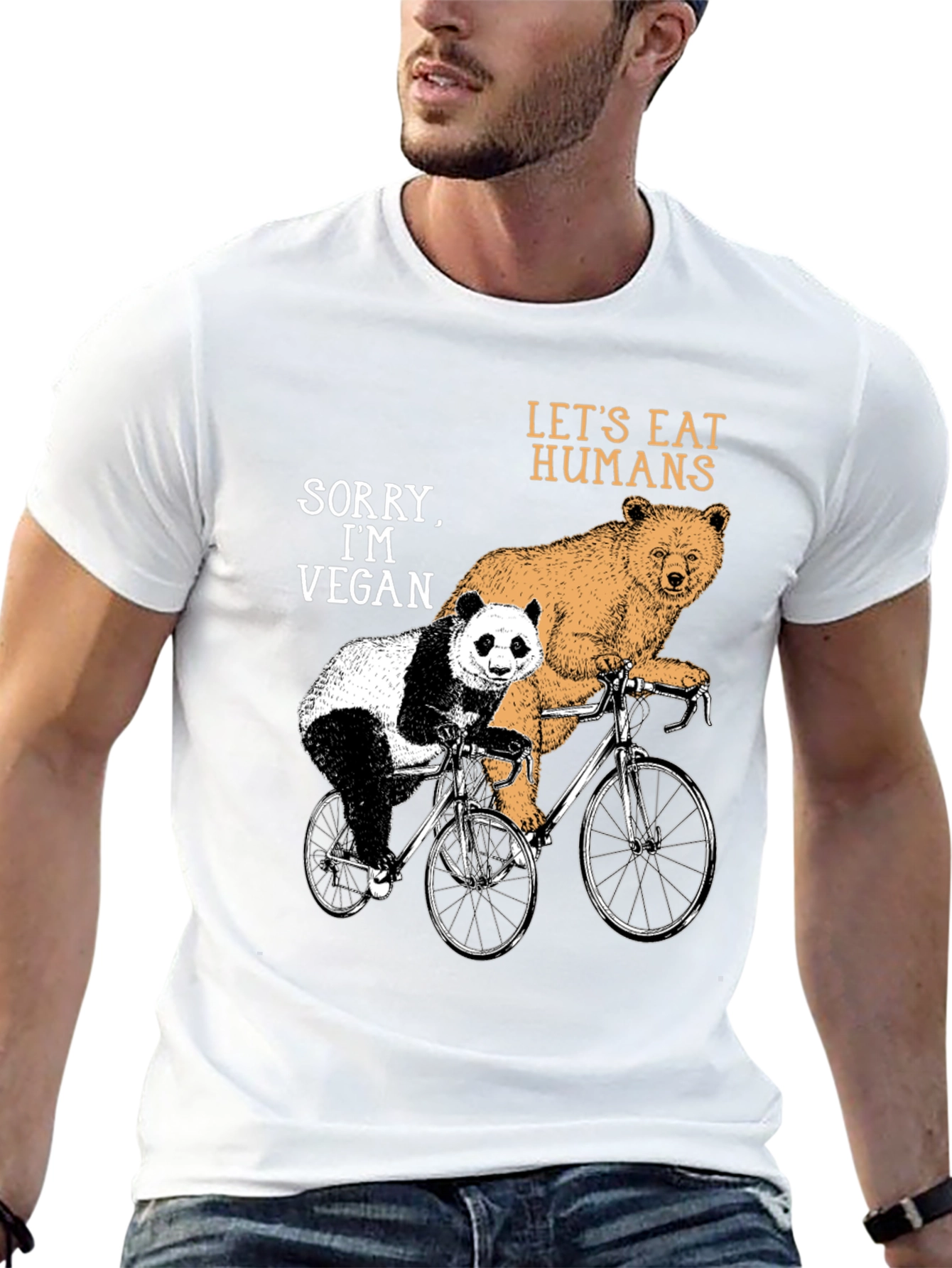 Vegan Bear Bicycle Graphic T-Shirt