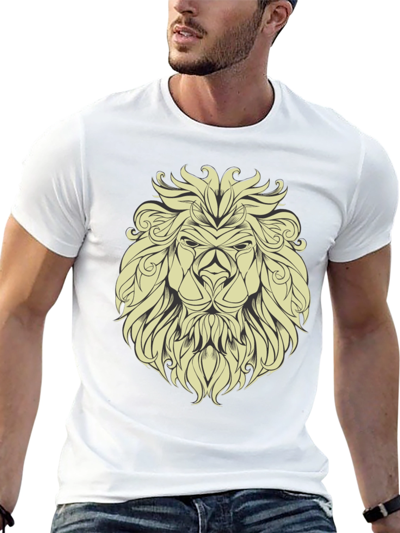 Lion Graphic Print Mens T-Shirt - Bold & Stylish