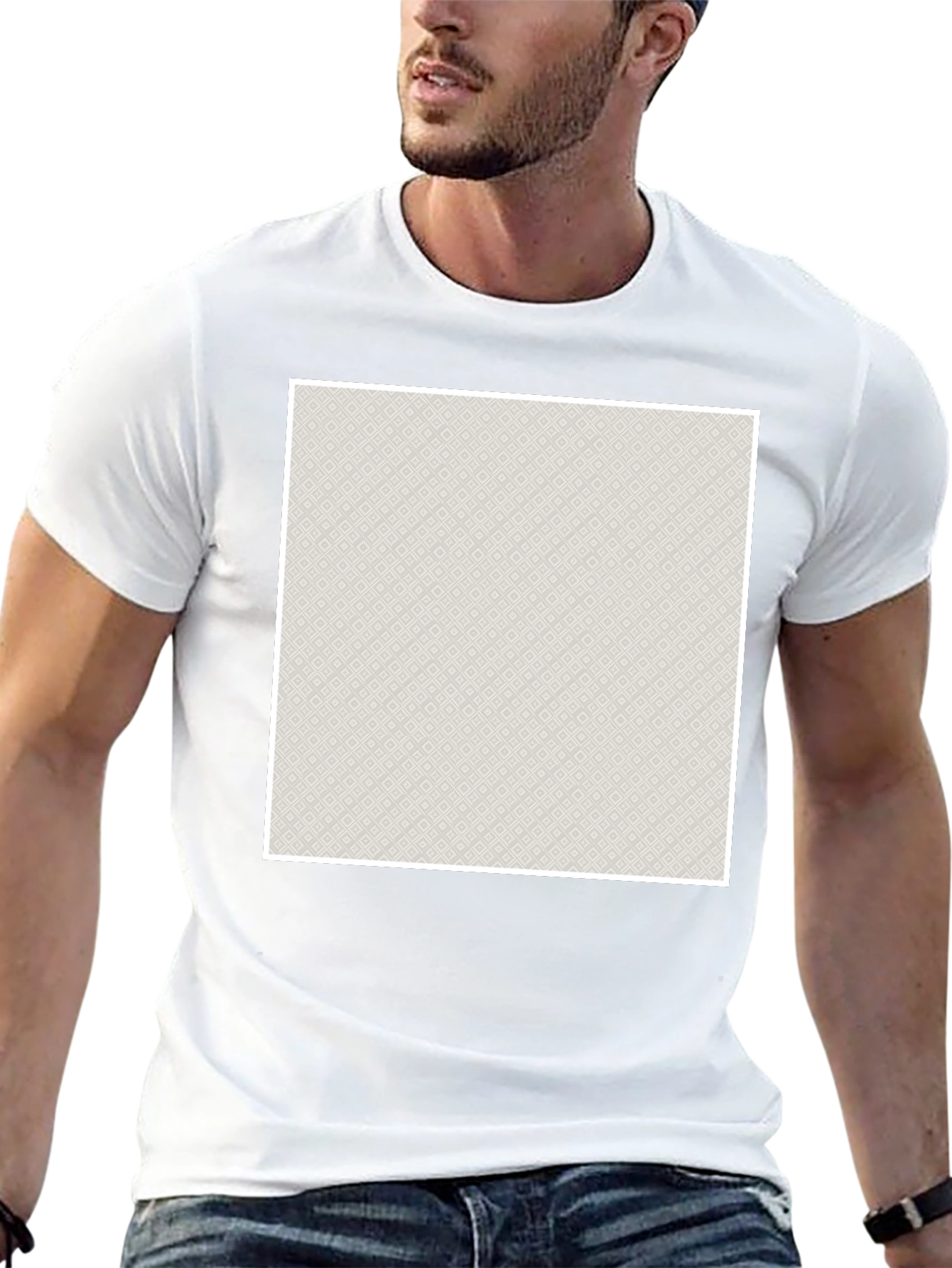 Modern Patterned Graphic Tee - Black