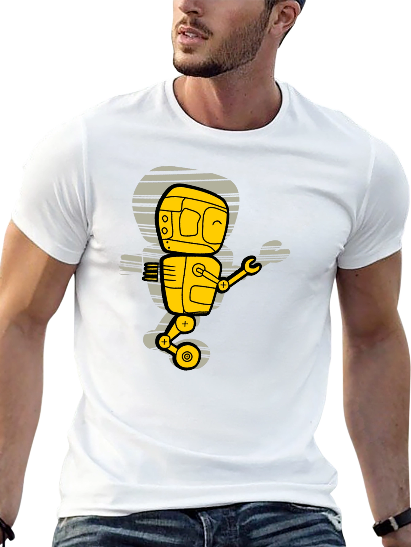 Robot Graphic T-Shirt - Black