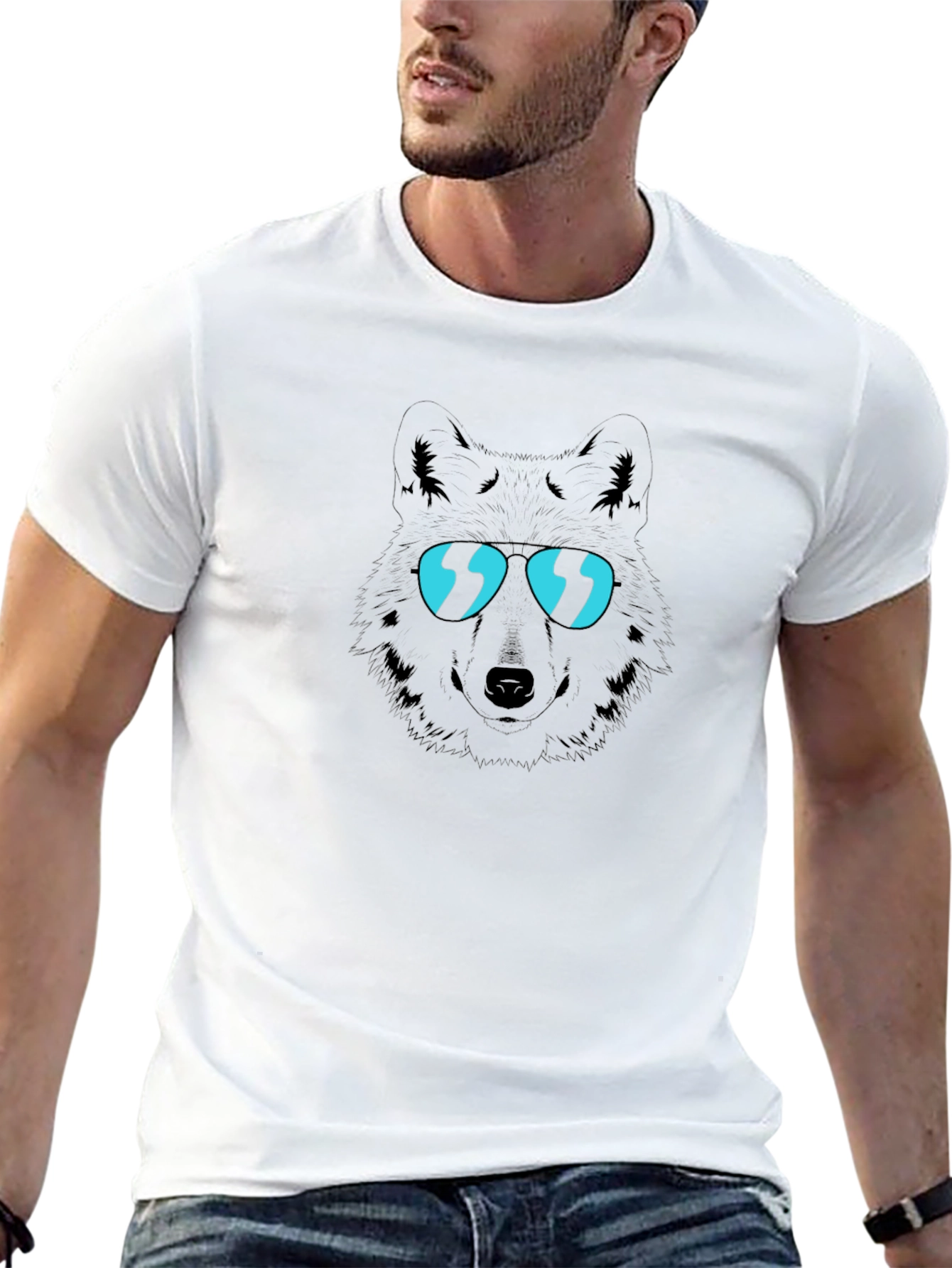 Cool Wolf Graphic Tee - Black Cotton T-Shirt