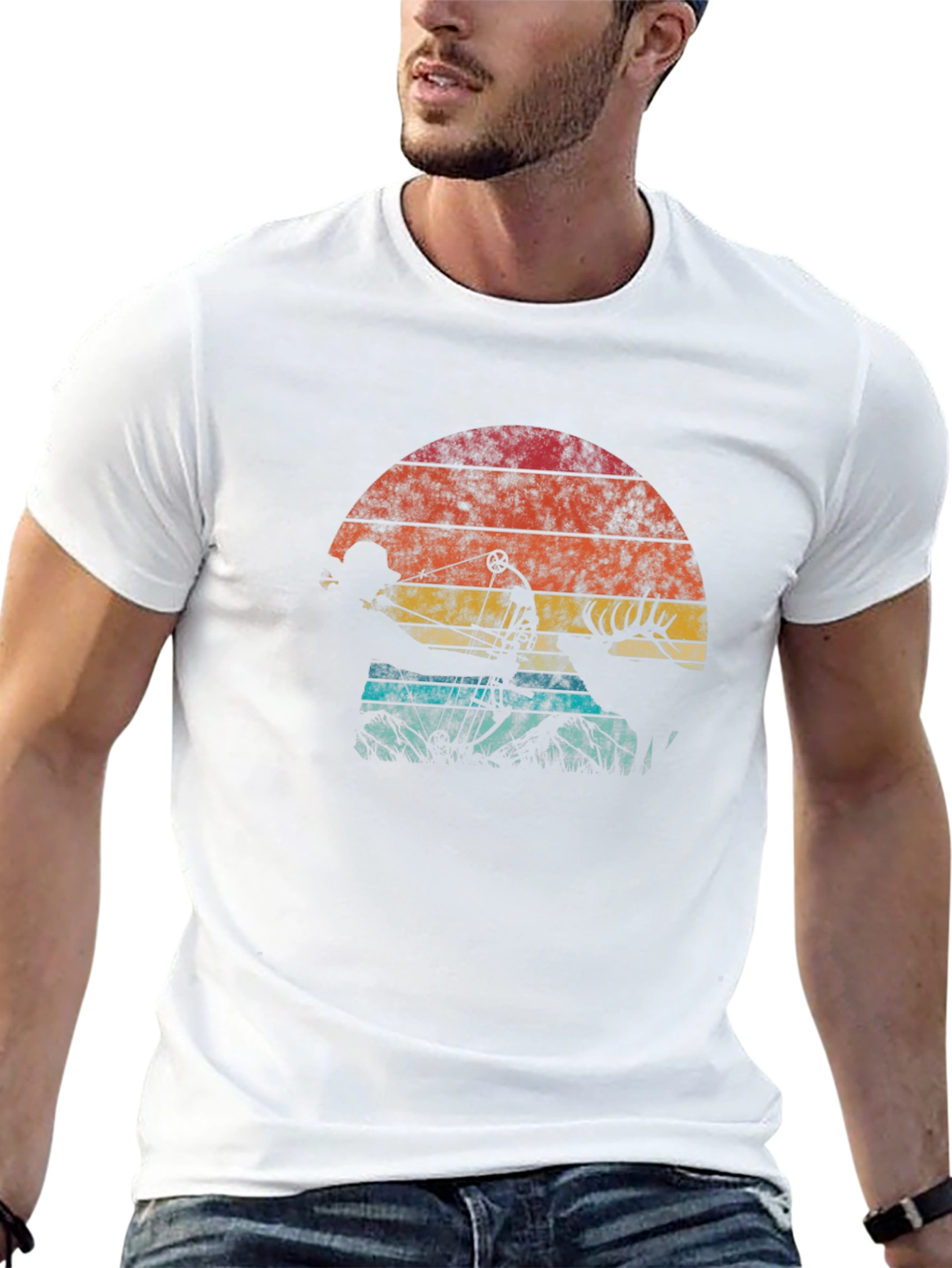 Retro Hunter T-Shirt - Bow Hunting Deer Design