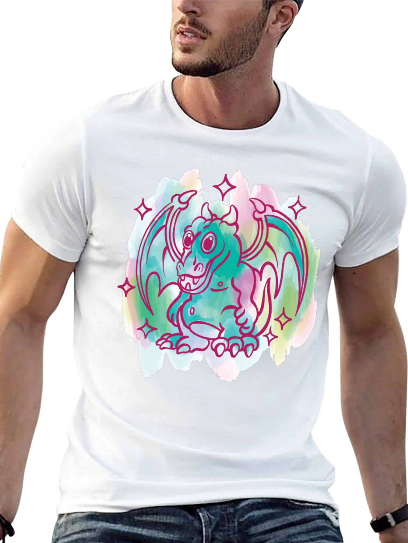 Dragon Graphic Tee - Whimsical Cartoon Style