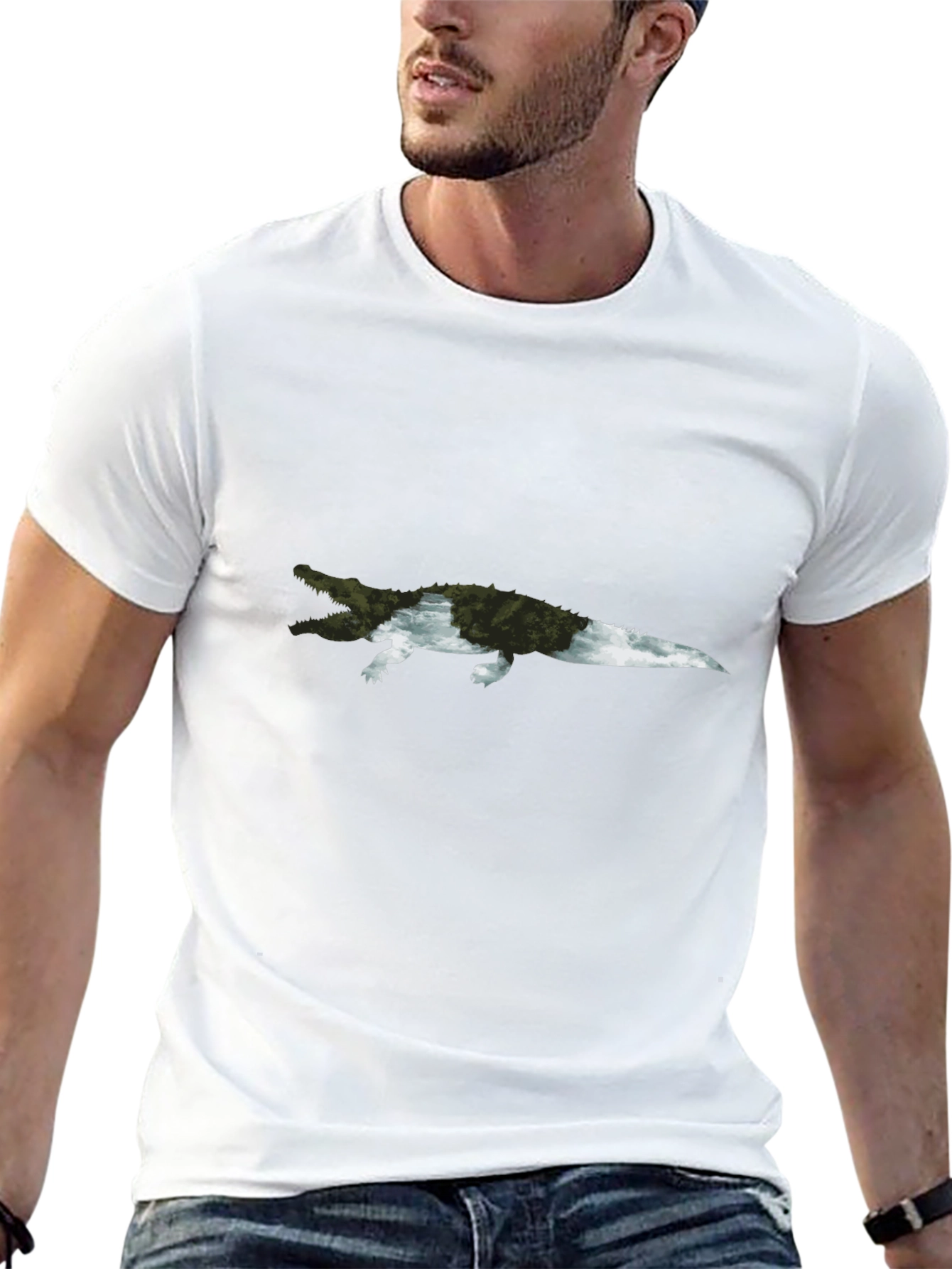 Crocodile Nature Graphic T-Shirt - Black