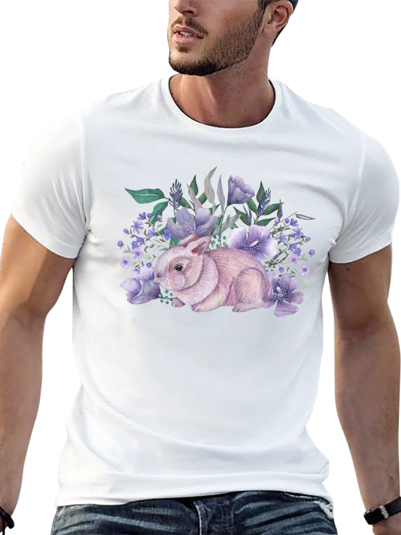 Floral Bunny Graphic T-Shirt