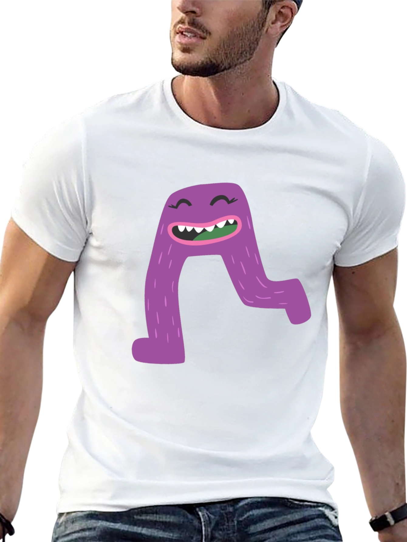 Monster A Letter Graphic Black T-Shirt