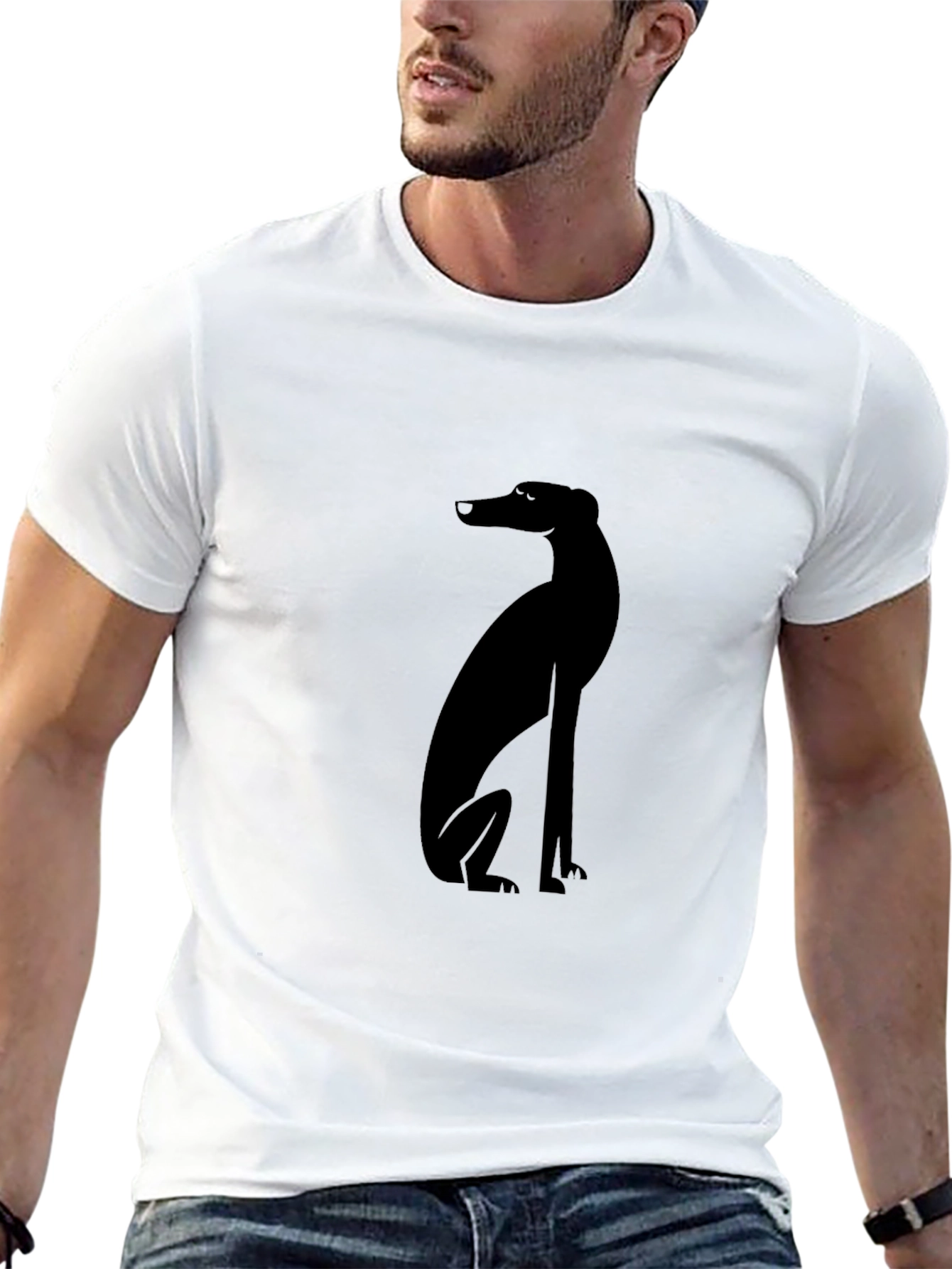 Modern Black Greyhound Dog Graphic Tee