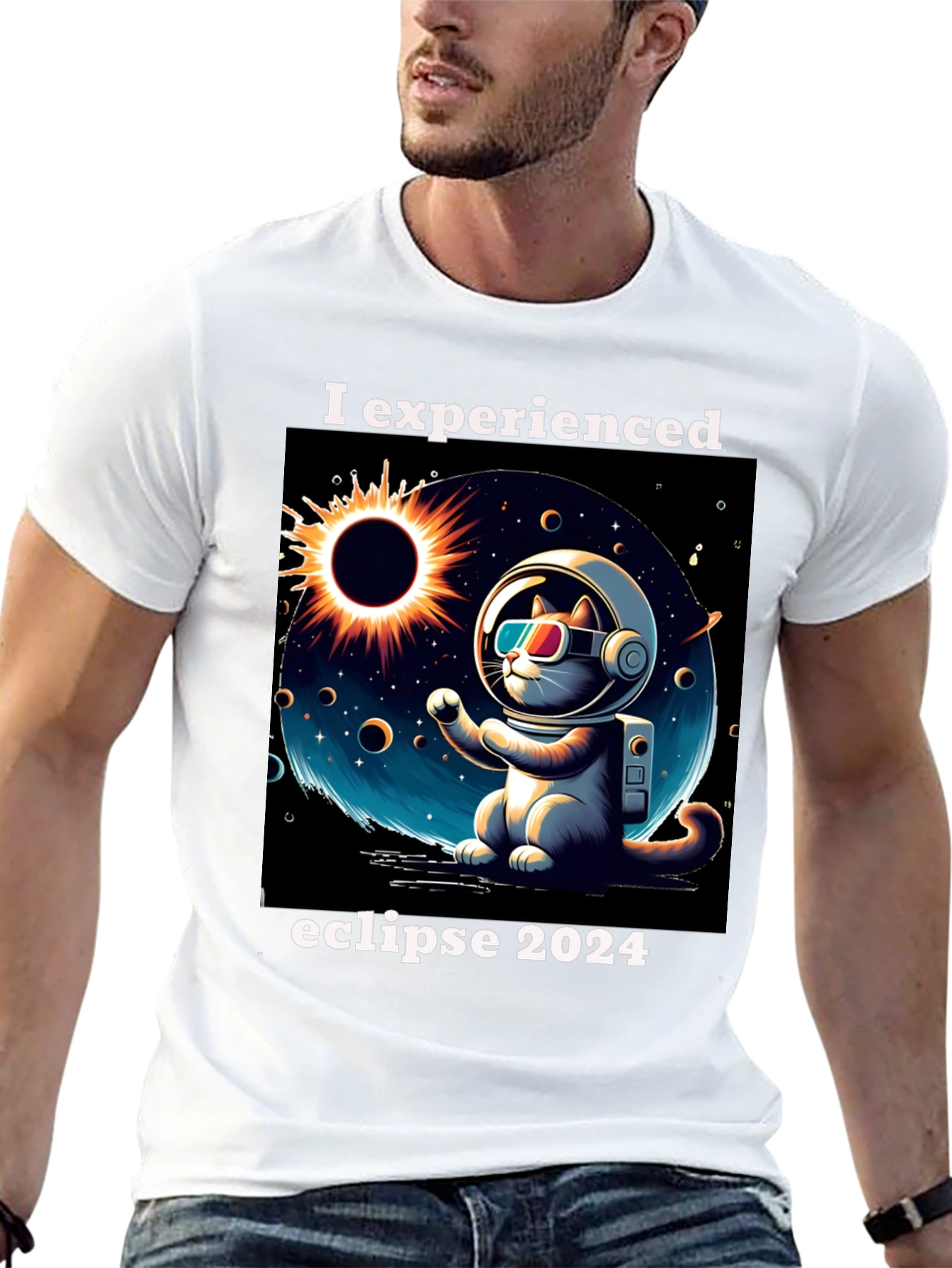 Eclipse 2024 Astronaut Cat T-Shirt