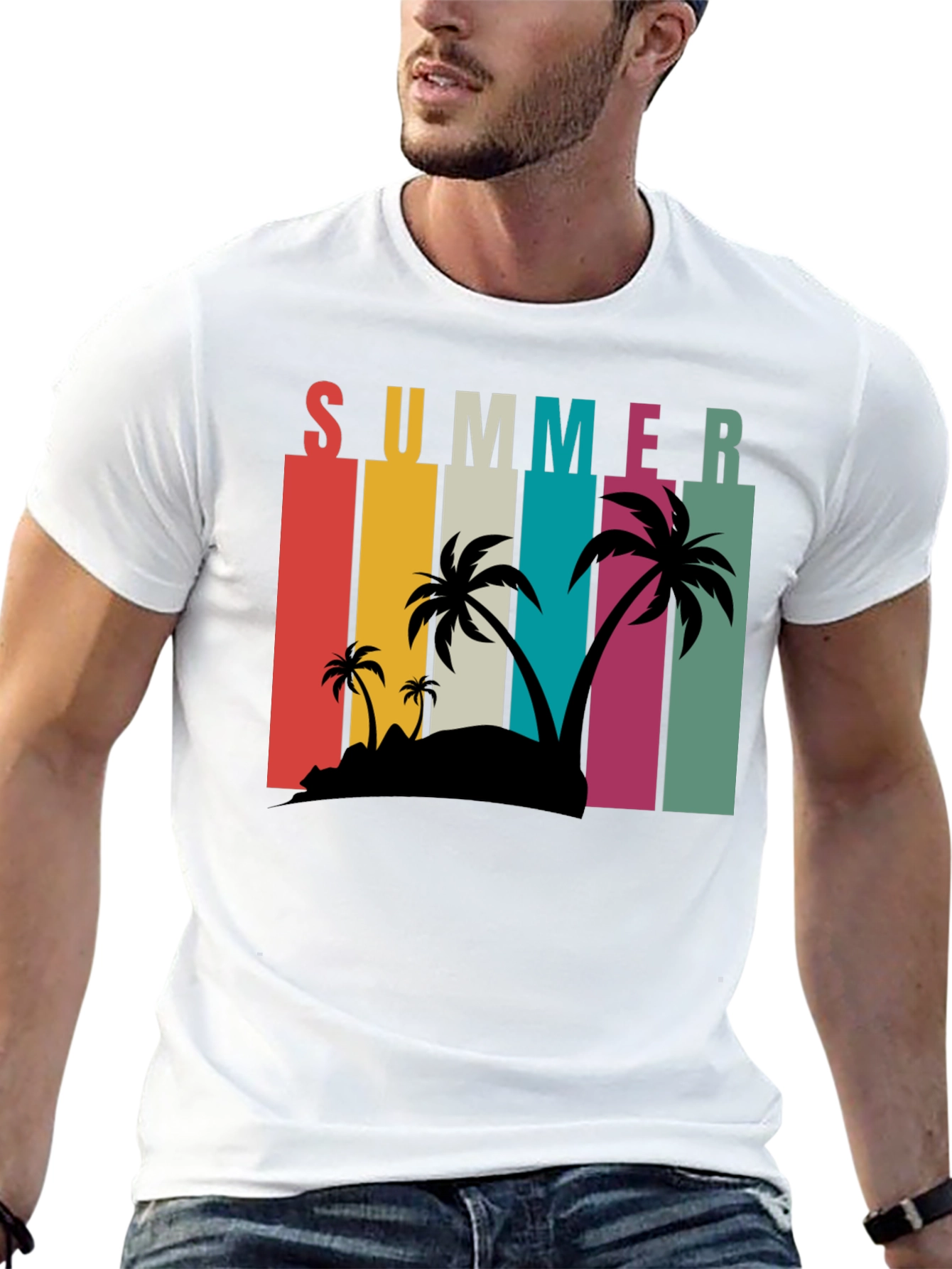 Summer Vibes Graphic Tee - Palm Tree Paradise