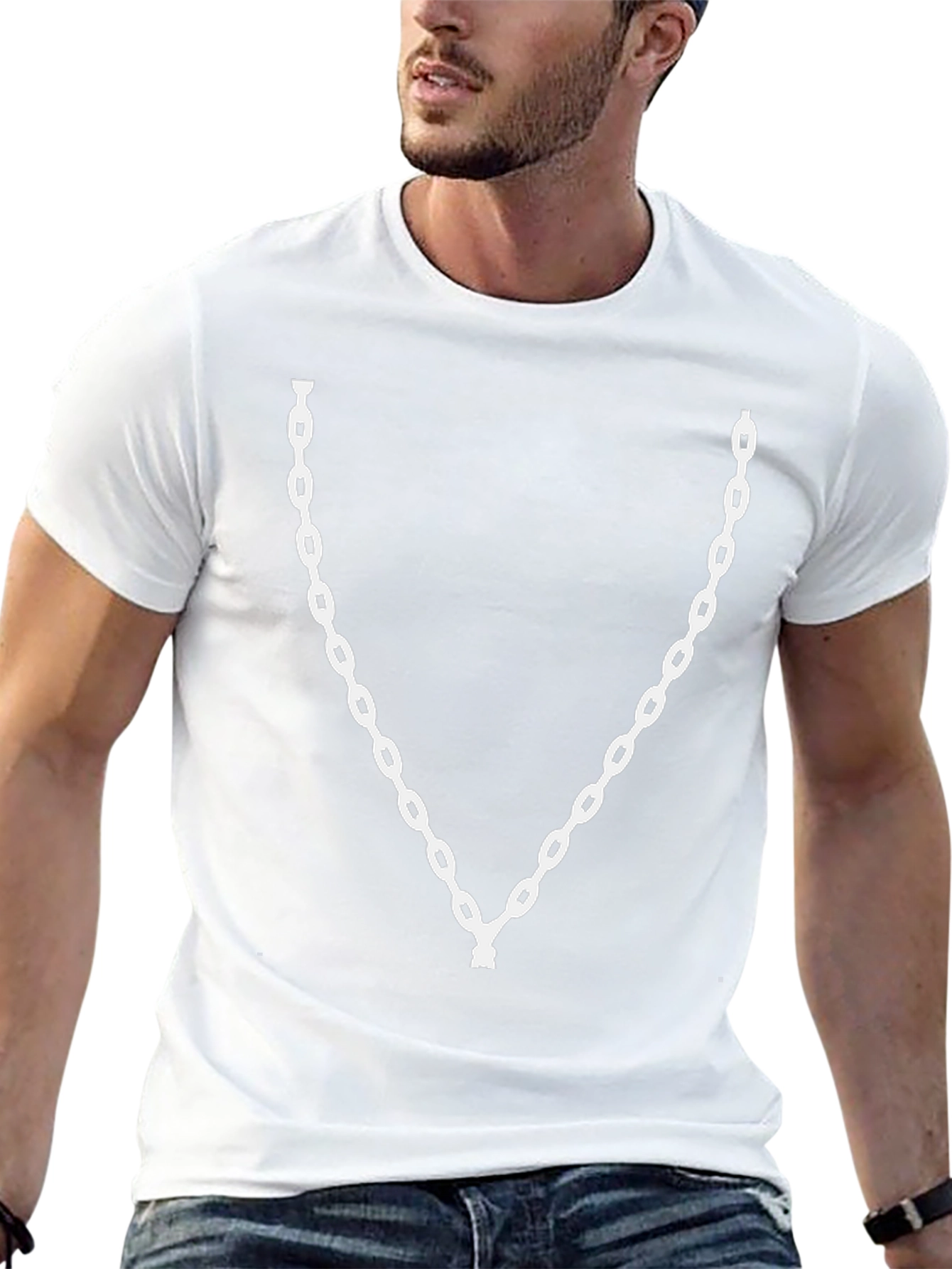 Chain Graphic Tee - Black Crew Neck