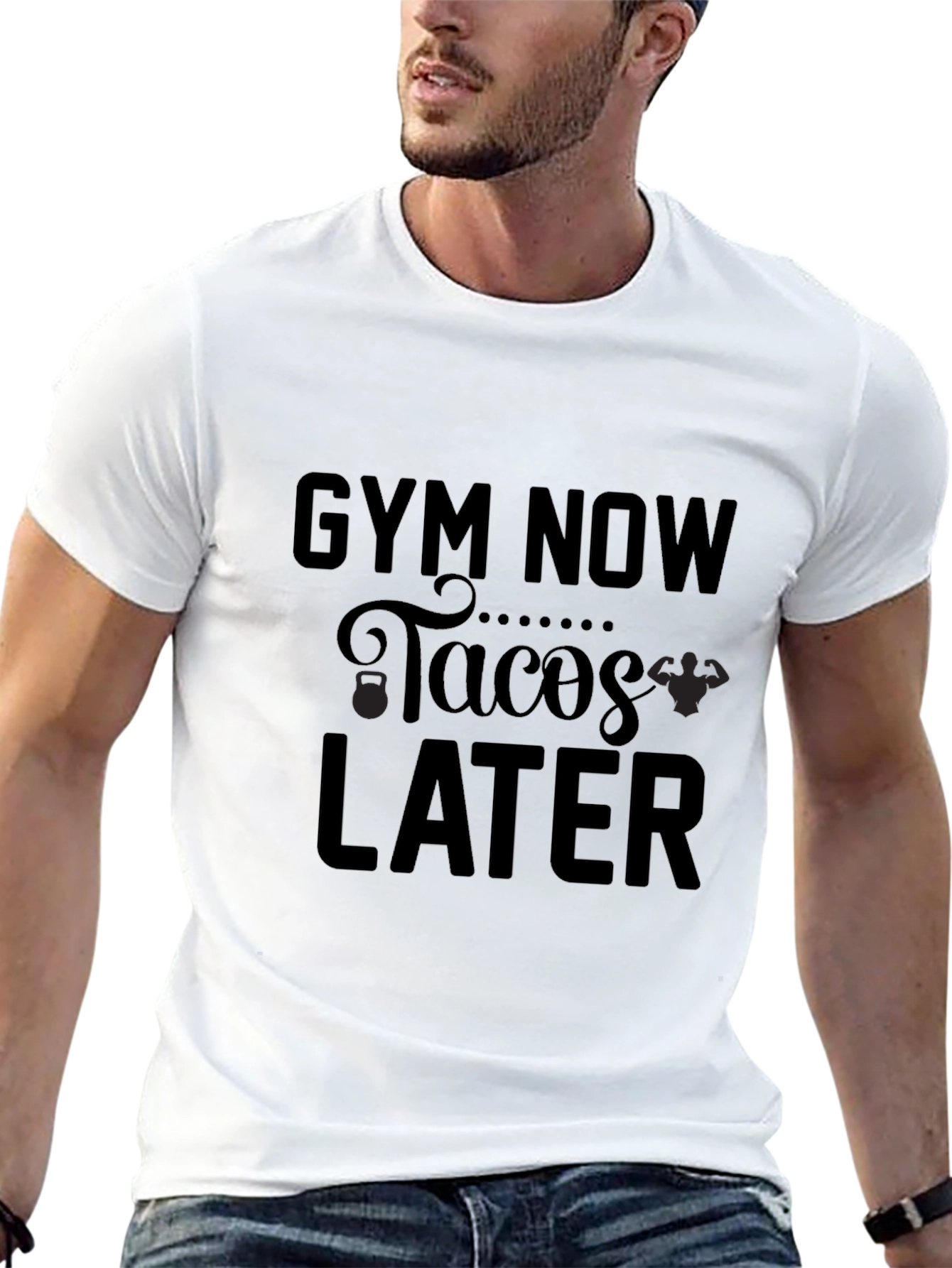 Gym Now Tacos Later Black Graphic Tee