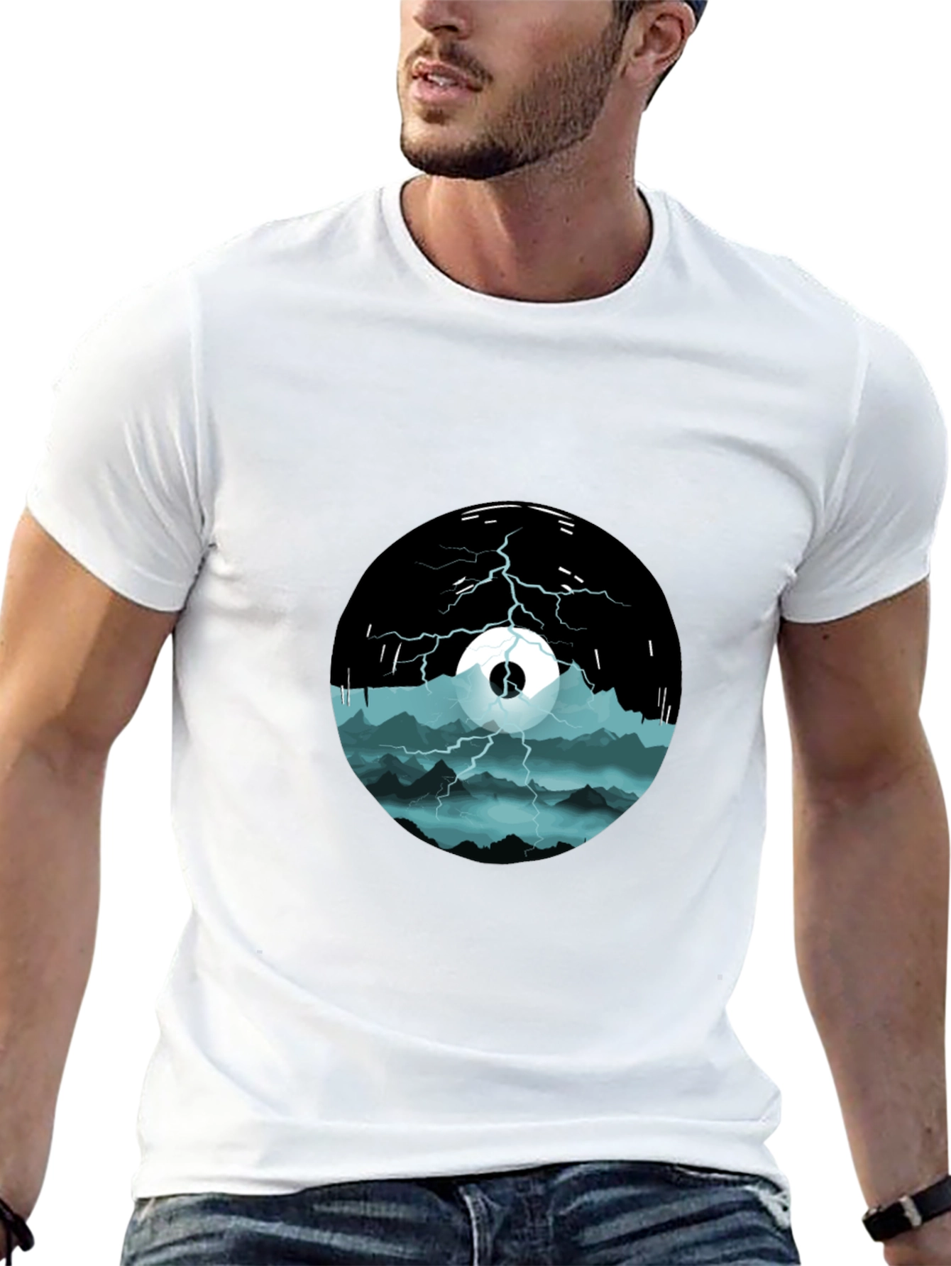 Stormy Mountain Graphic Tee - Black Cotton Blend