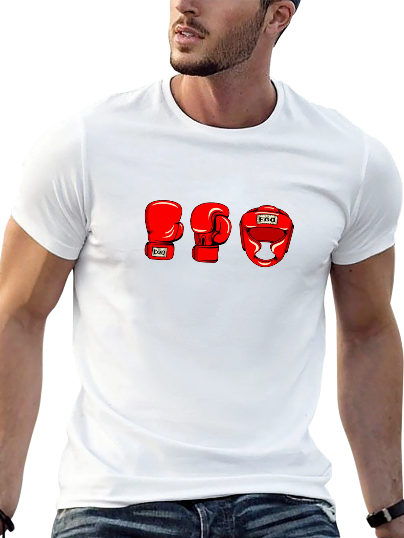 EGO Boxing Gloves and Headgear Black T-Shirt