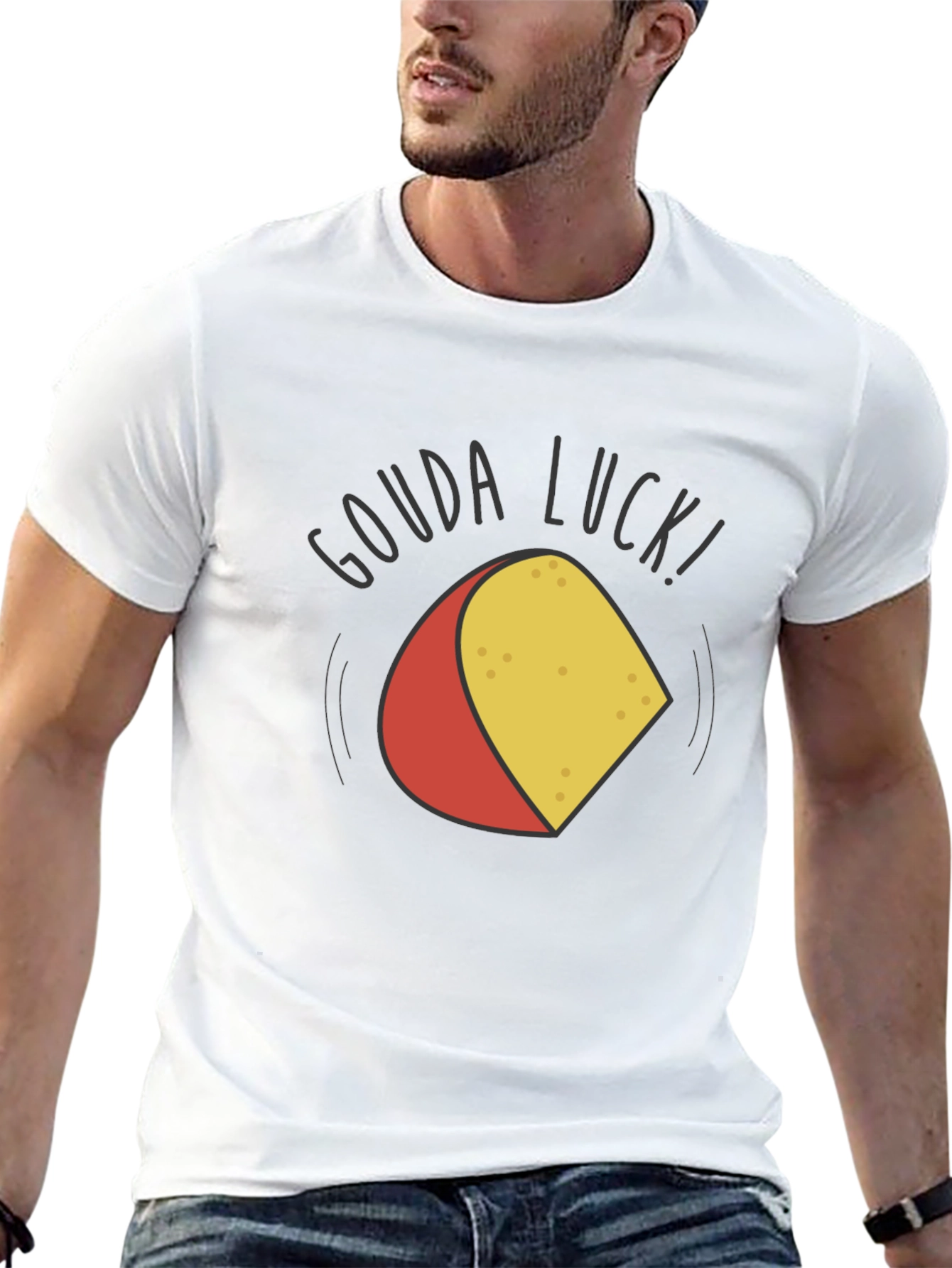 Gouda Luck Funny Cheese Pun Black T-Shirt
