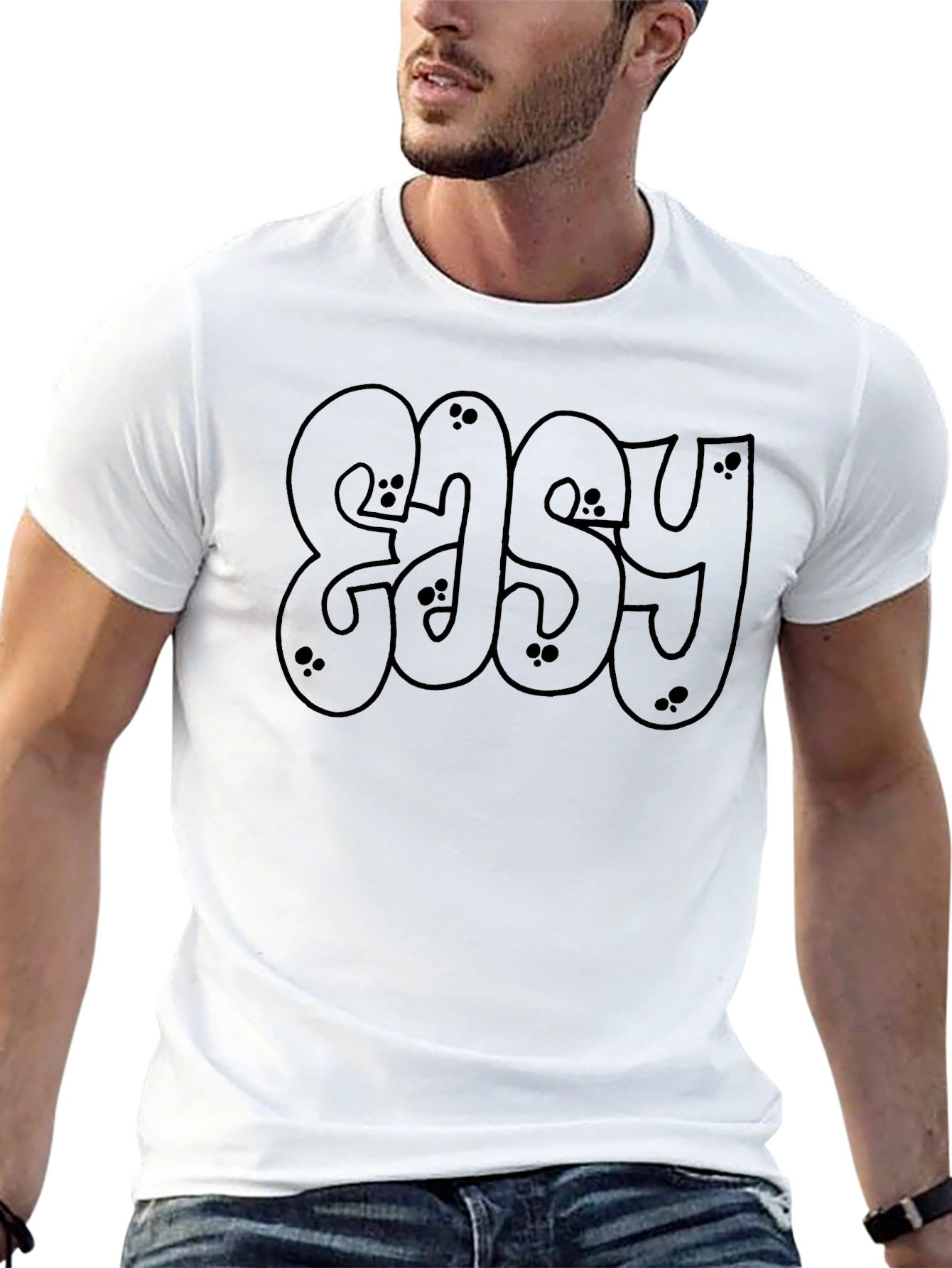 Easy Tee - Black Graphic Crew Neck T-Shirt