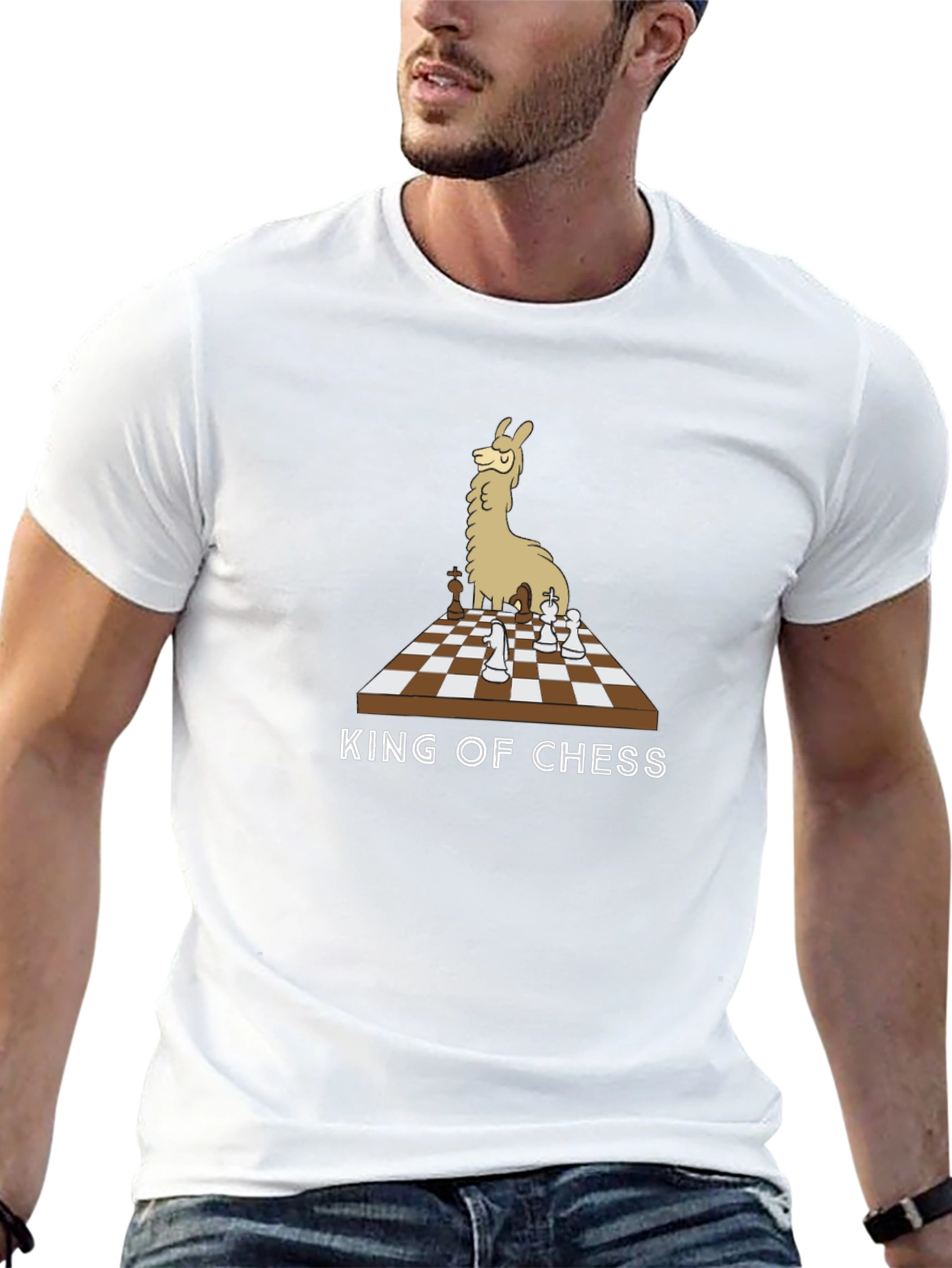 Llama King of Chess T-Shirt - Black Cotton Tee