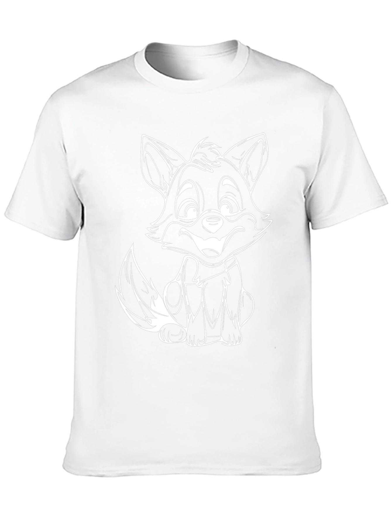Cute Cartoon Fox Black T-Shirt