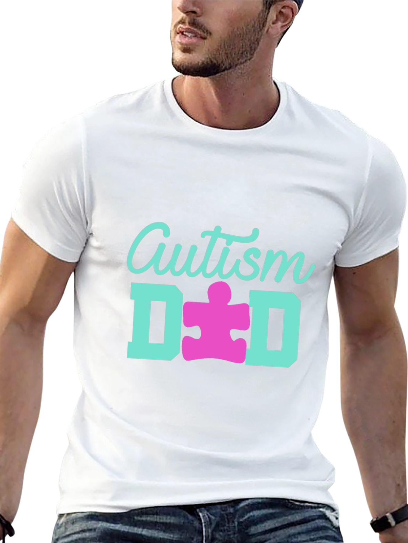 Autism Dad T-Shirt - Puzzle Piece Design