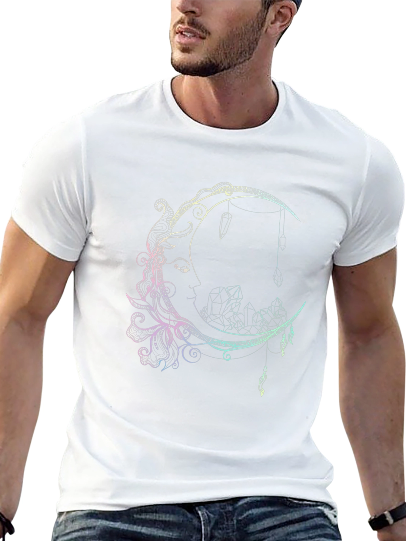 Moon & Crystal Graphic Print Black T-Shirt