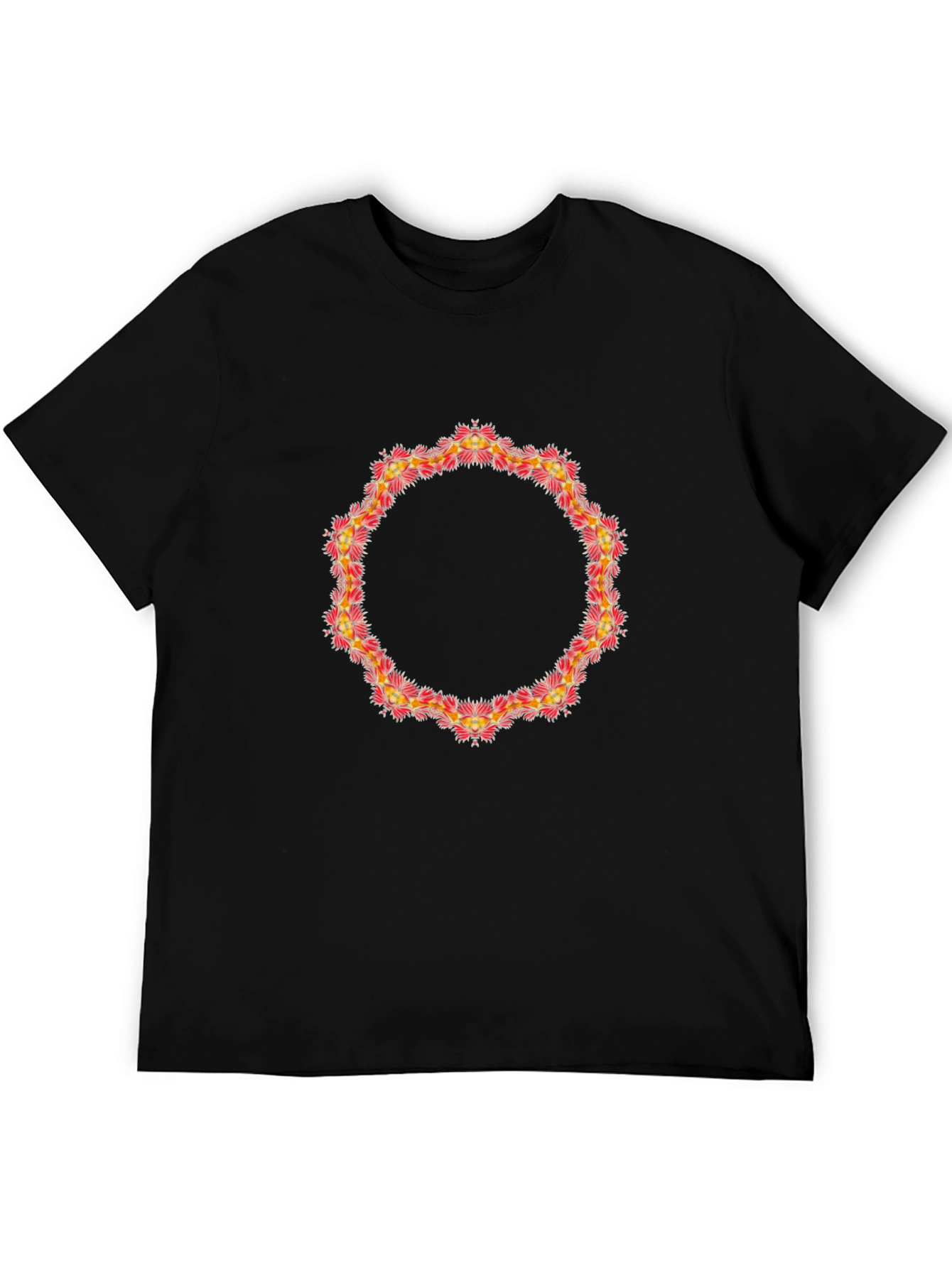 Floral Circle Graphic Black T-Shirt