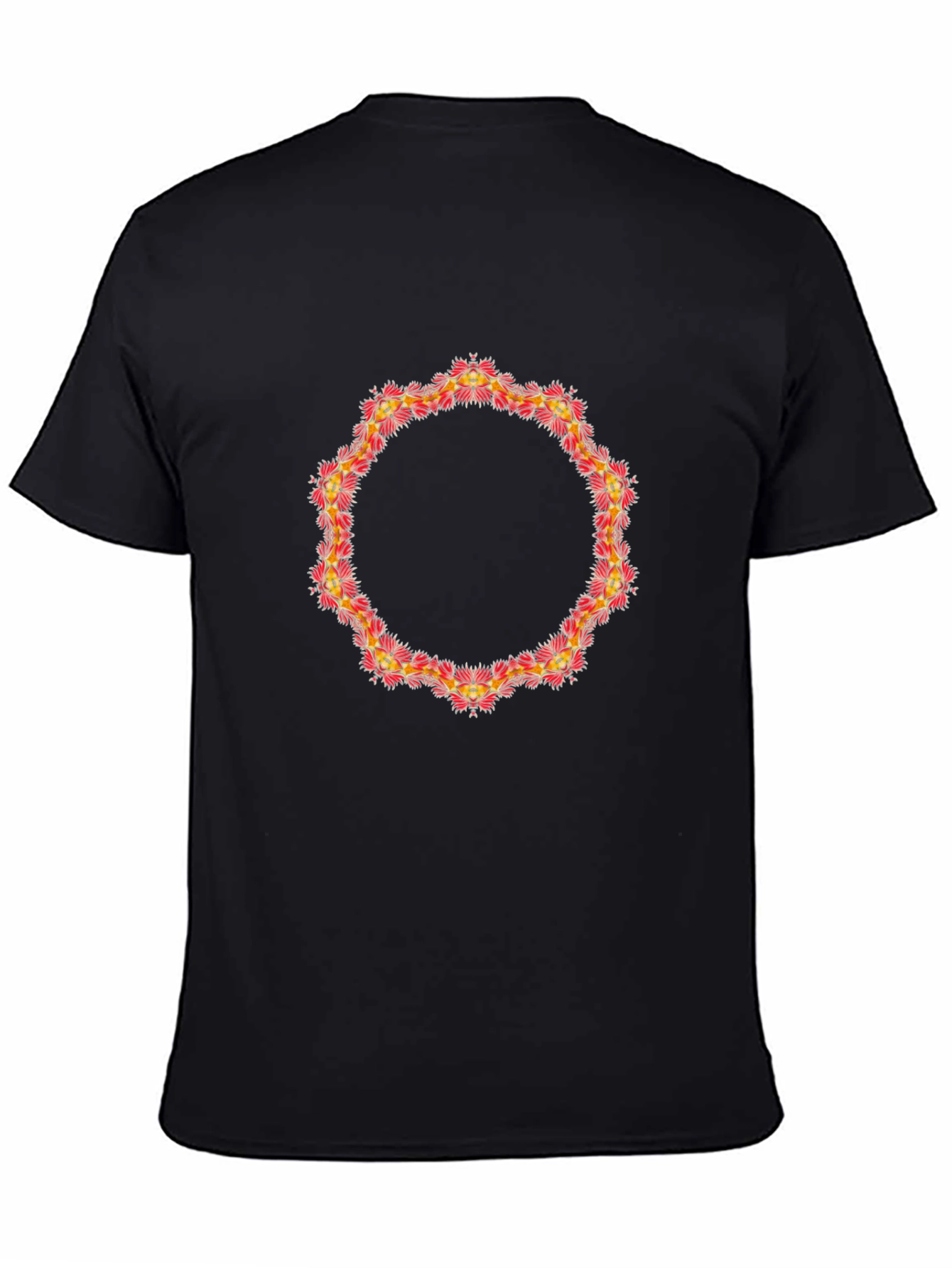 Floral Circle Graphic Black T-Shirt