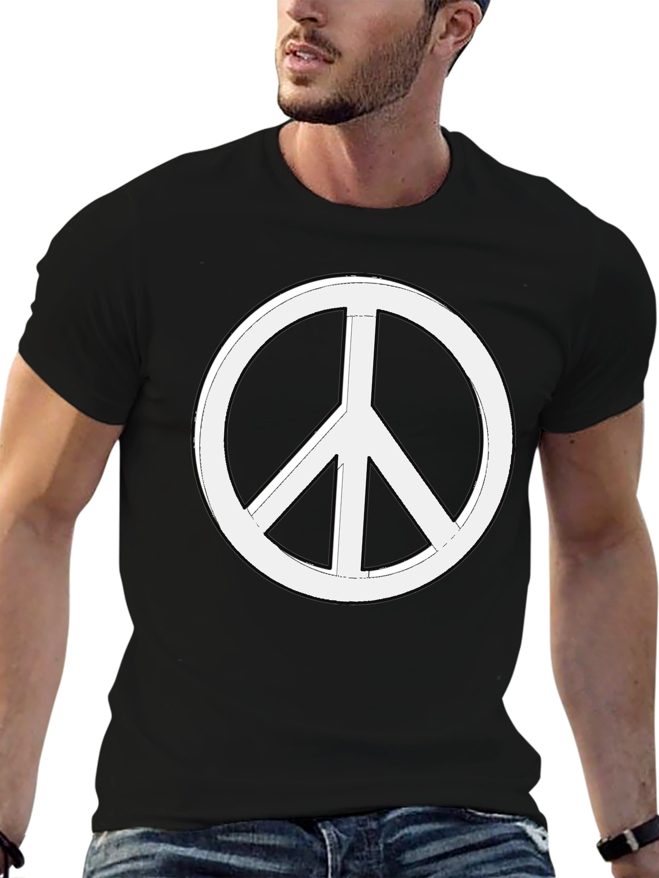 Peace Sign Graphic T-Shirt - Black
