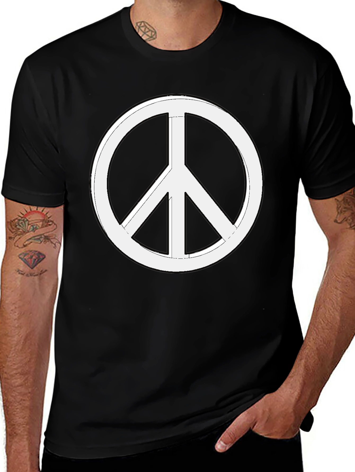 Peace Sign Graphic T-Shirt - Black