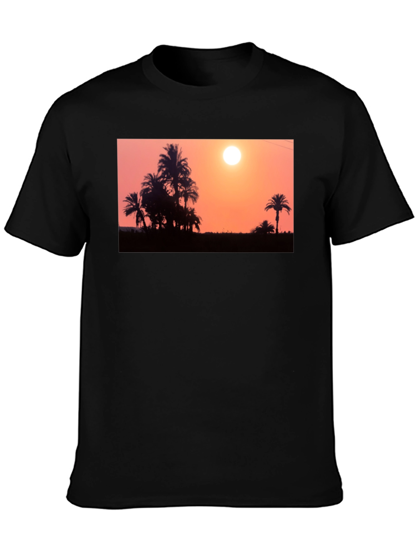 Sunset Palm Tree T-Shirt - Black