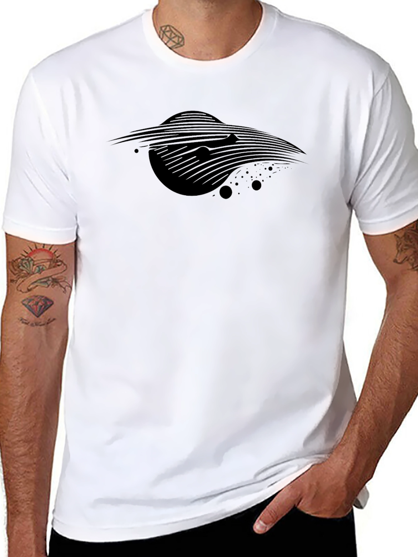 Mens Black T-Shirt - Abstract Space Design