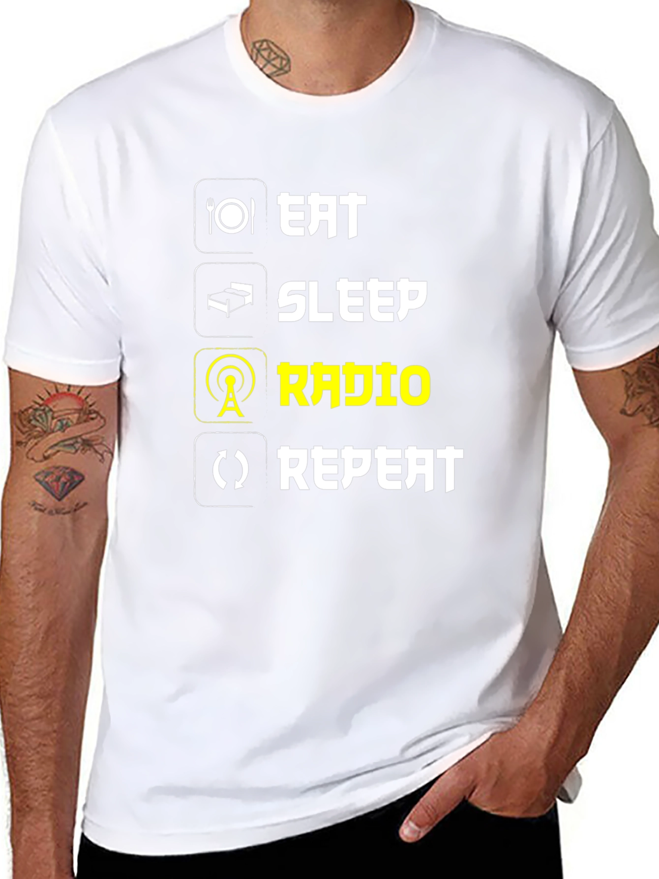 Eat Sleep Radio Repeat T-Shirt - Black