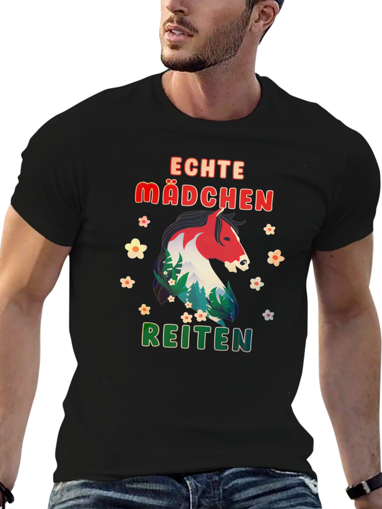 Echte Madchen Reiten Horse Graphic Tee