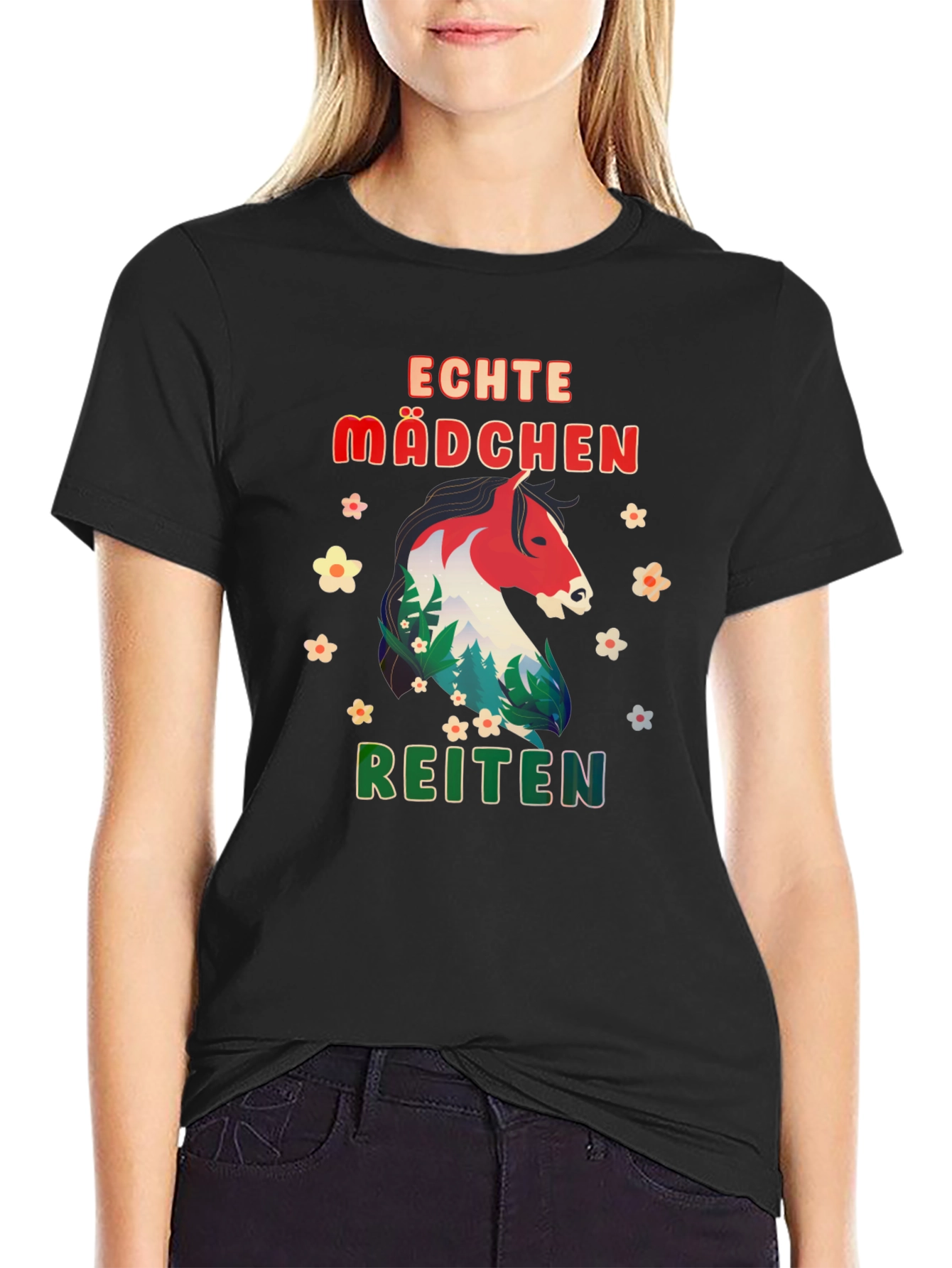 Echte Madchen Reiten Horse Graphic Tee