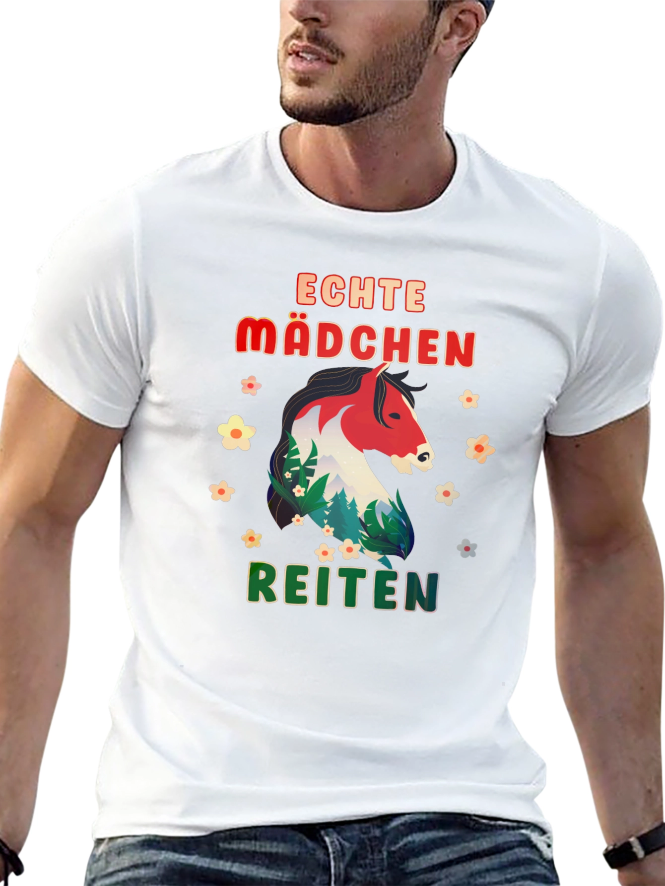 Echte Madchen Reiten Horse Graphic Tee