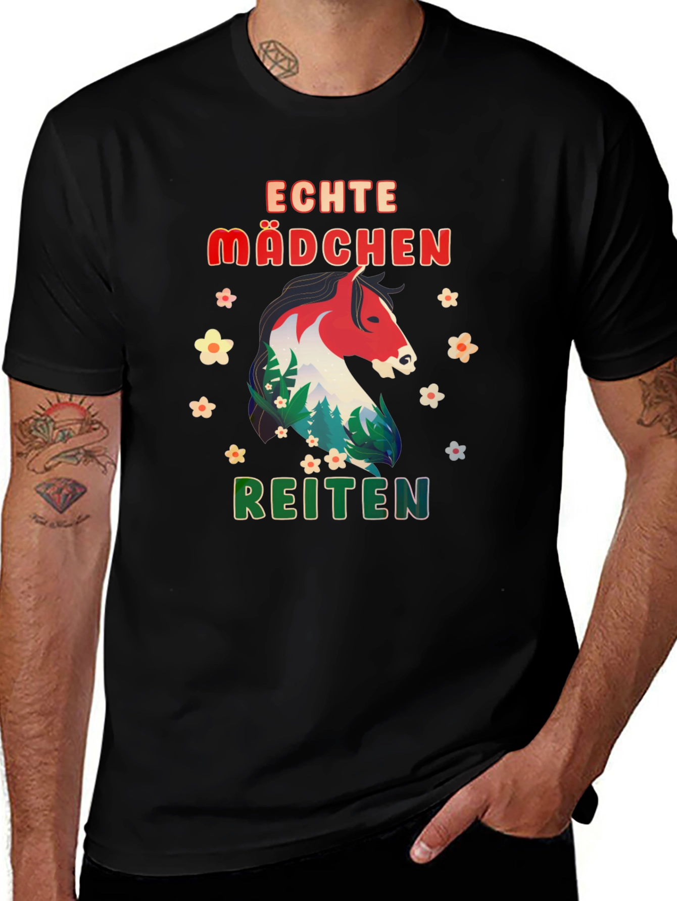 Echte Madchen Reiten Horse Graphic Tee