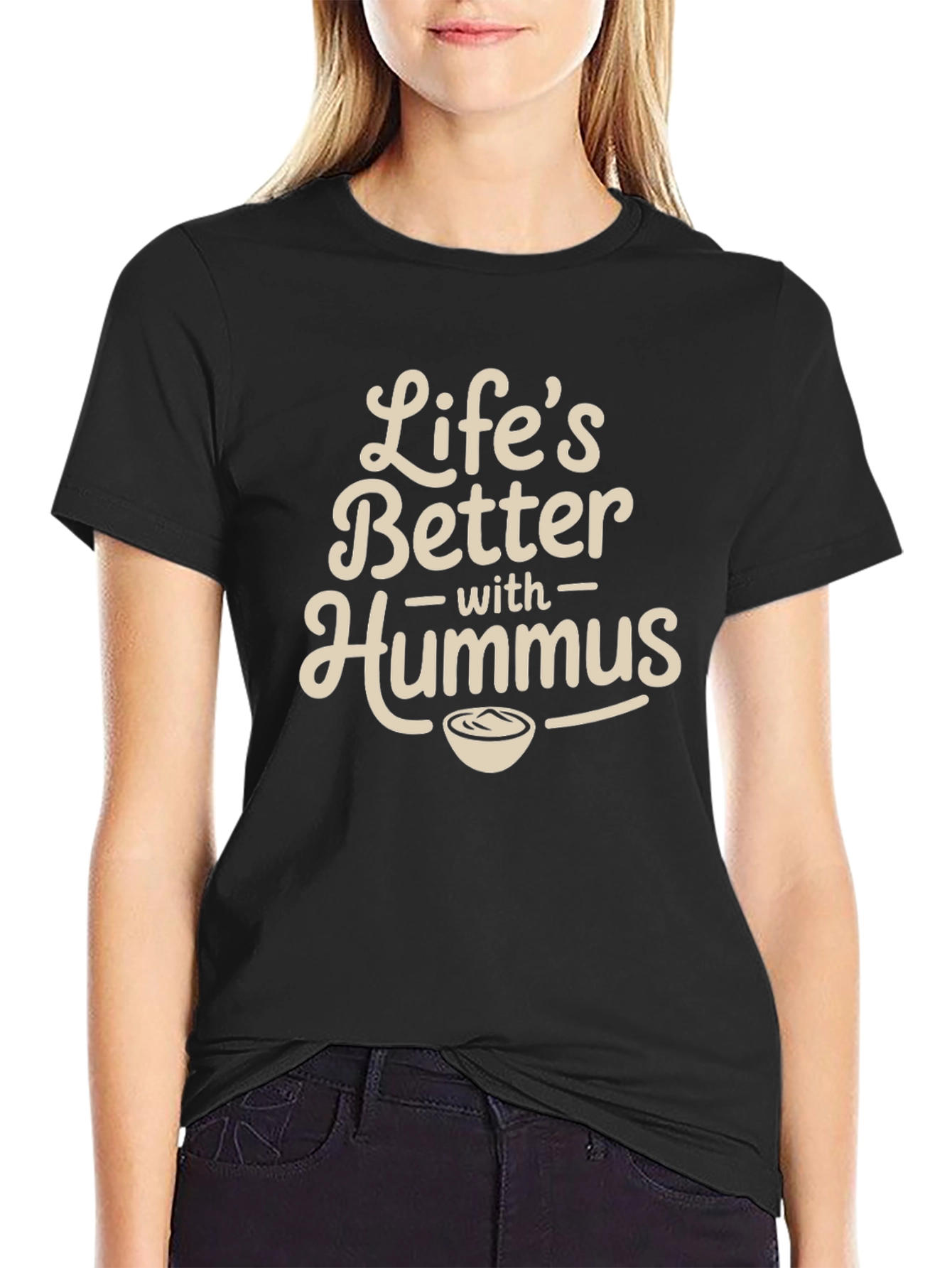 Lifes Better With Hummus Graphic Tee - Black