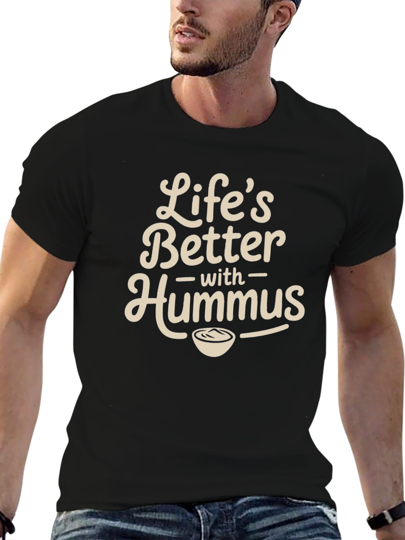 Lifes Better With Hummus Graphic Tee - Black