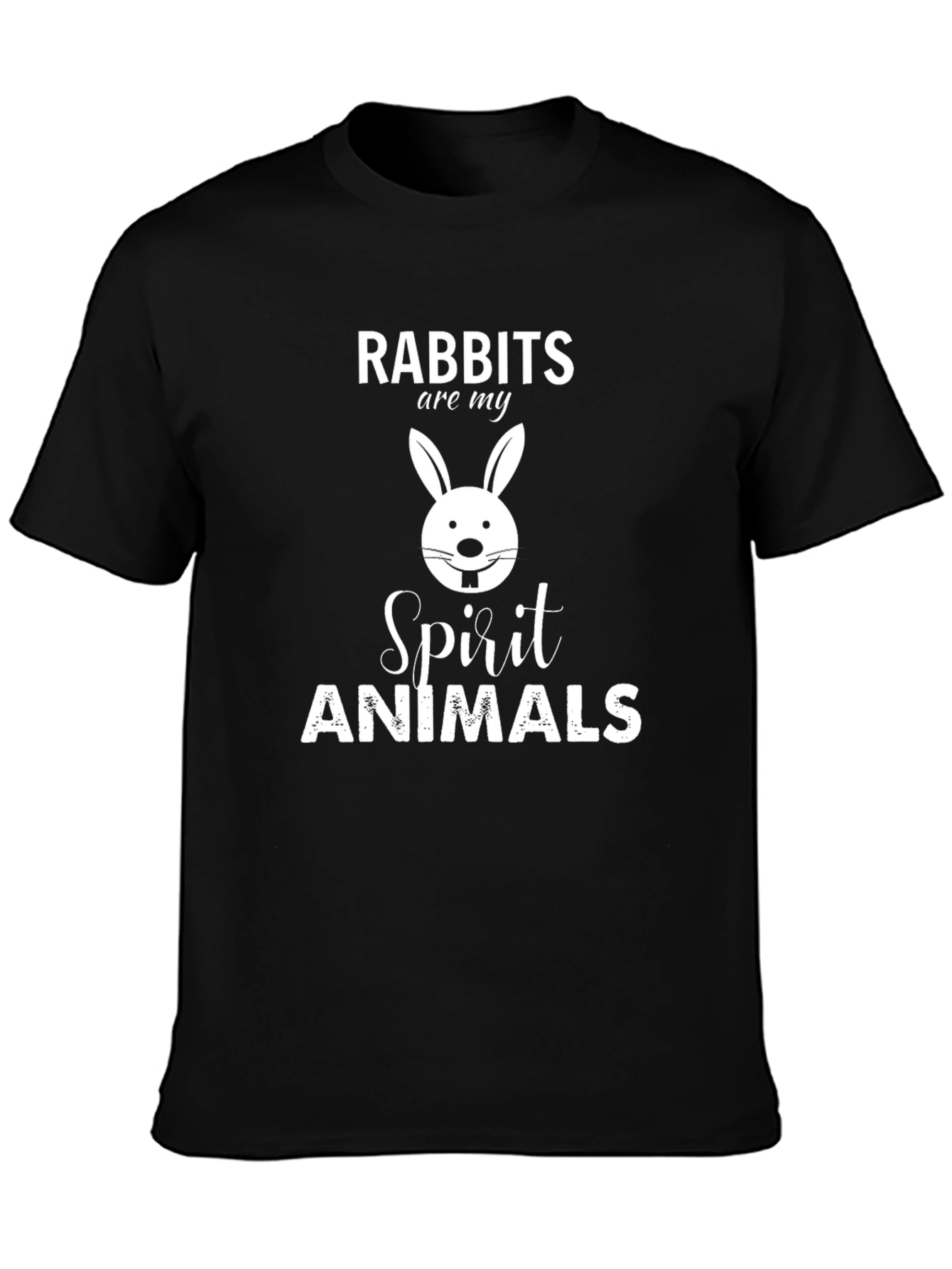 Rabbit Spirit Animal Graphic Tee - Black Cotton