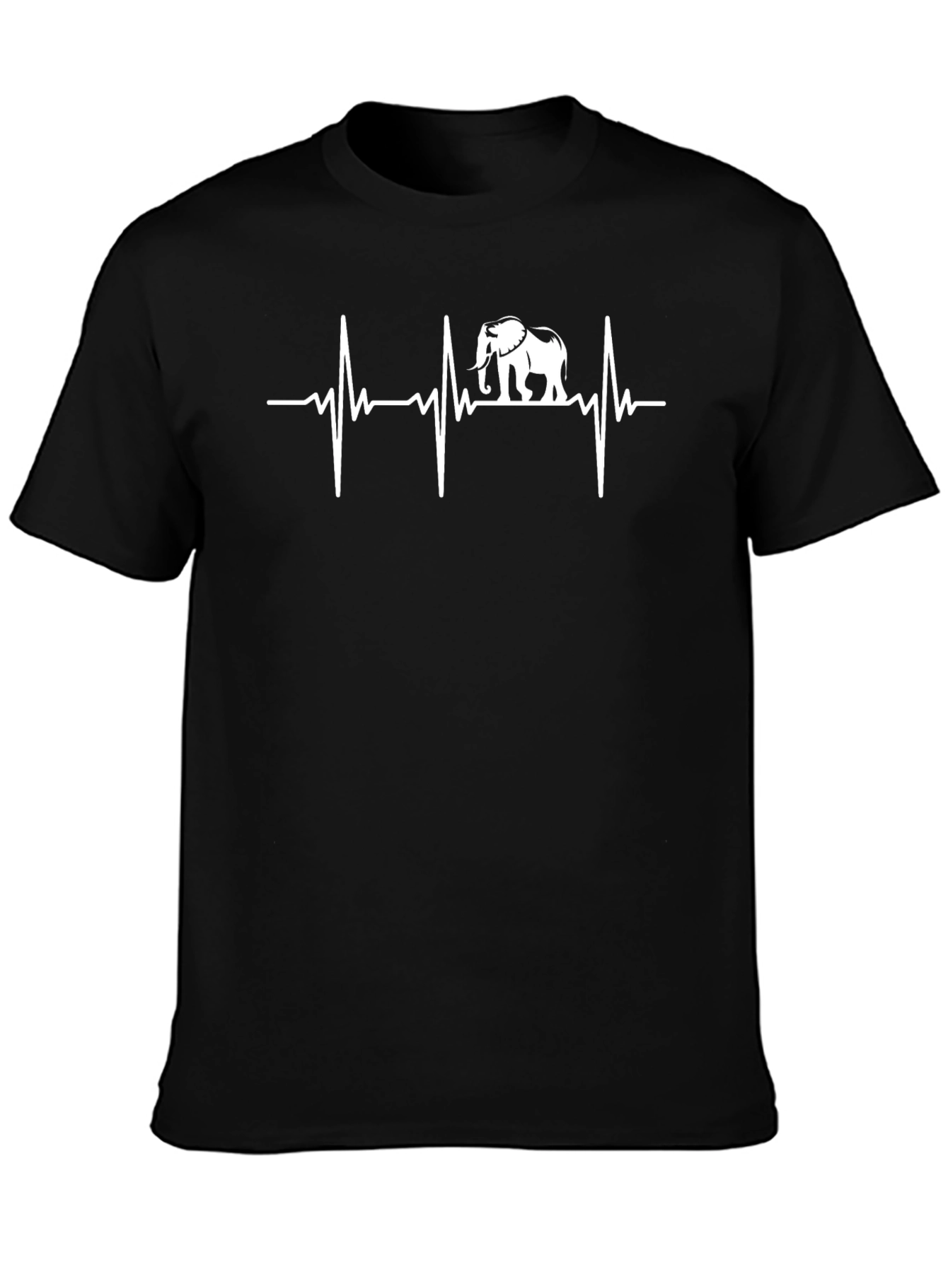Elephant Heartbeat Graphic Tee - Black Cotton T-Shirt