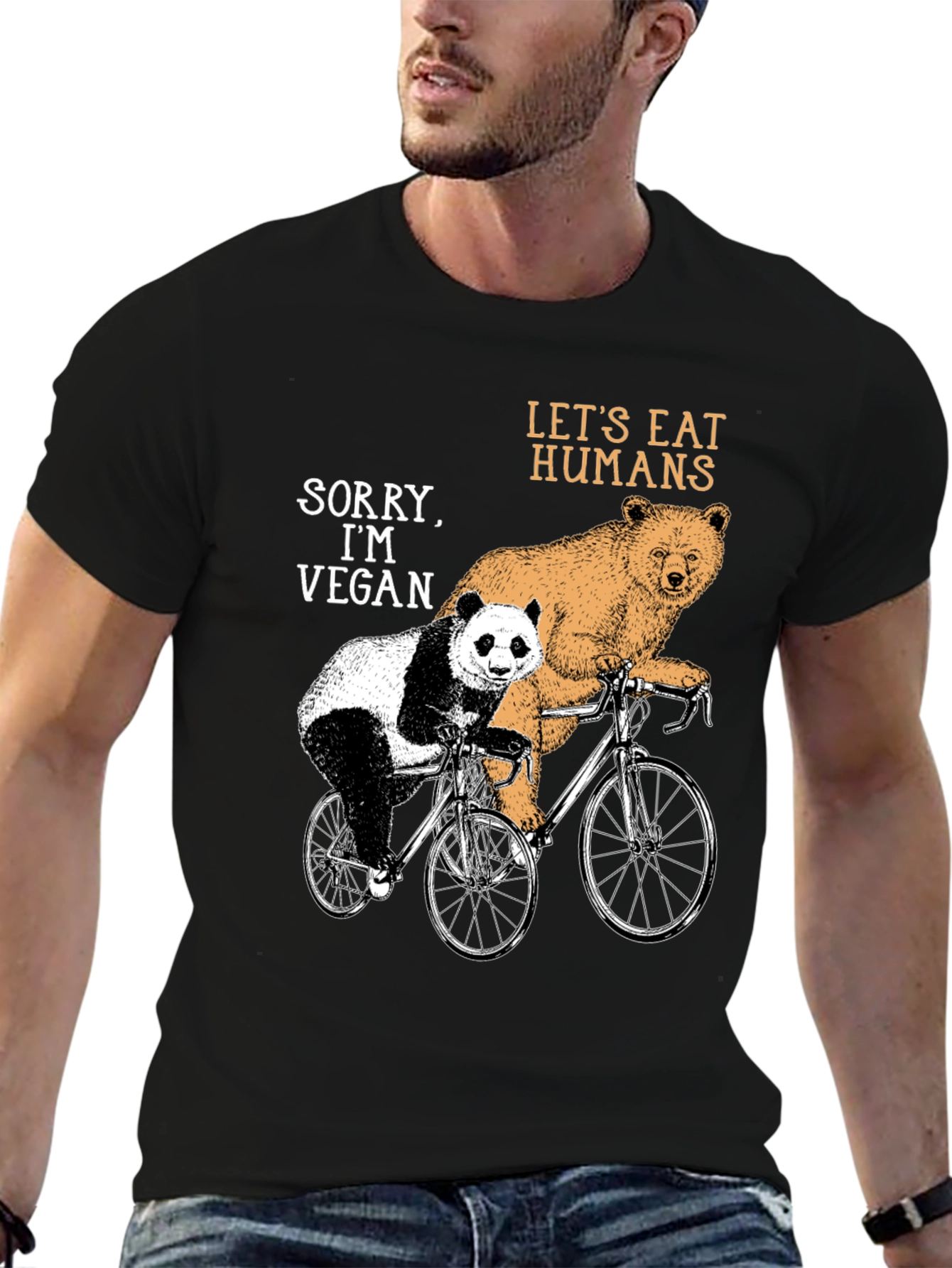 Vegan Bear Bicycle Graphic T-Shirt