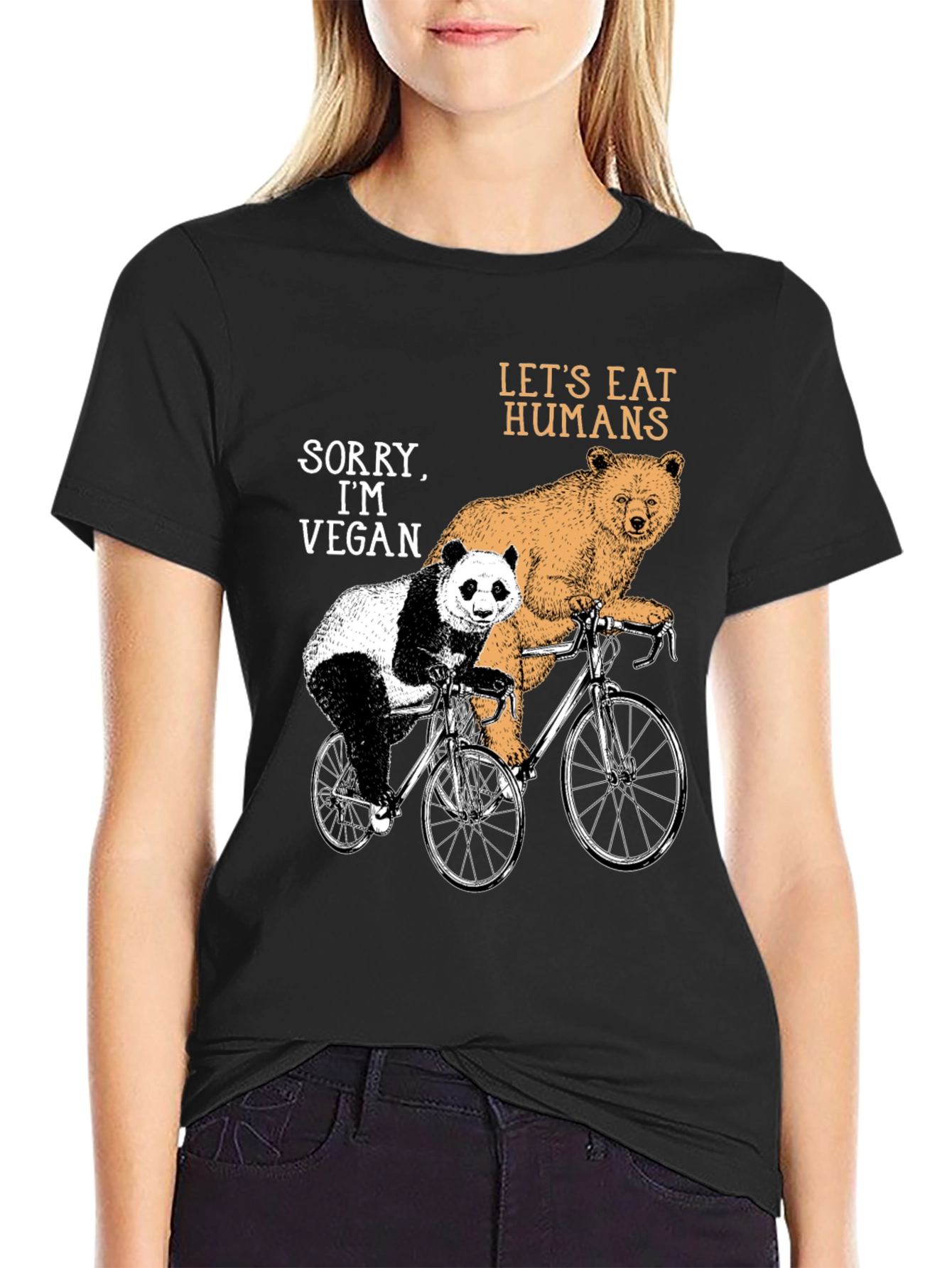 Vegan Bear Bicycle Graphic T-Shirt