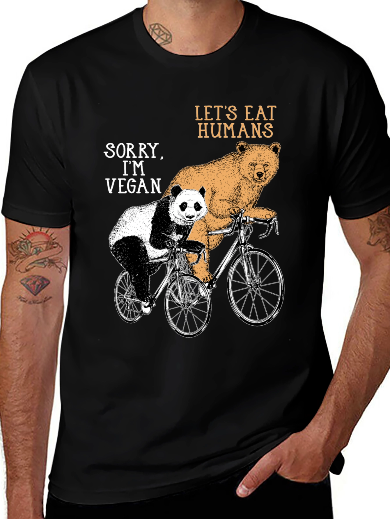 Vegan Bear Bicycle Graphic T-Shirt
