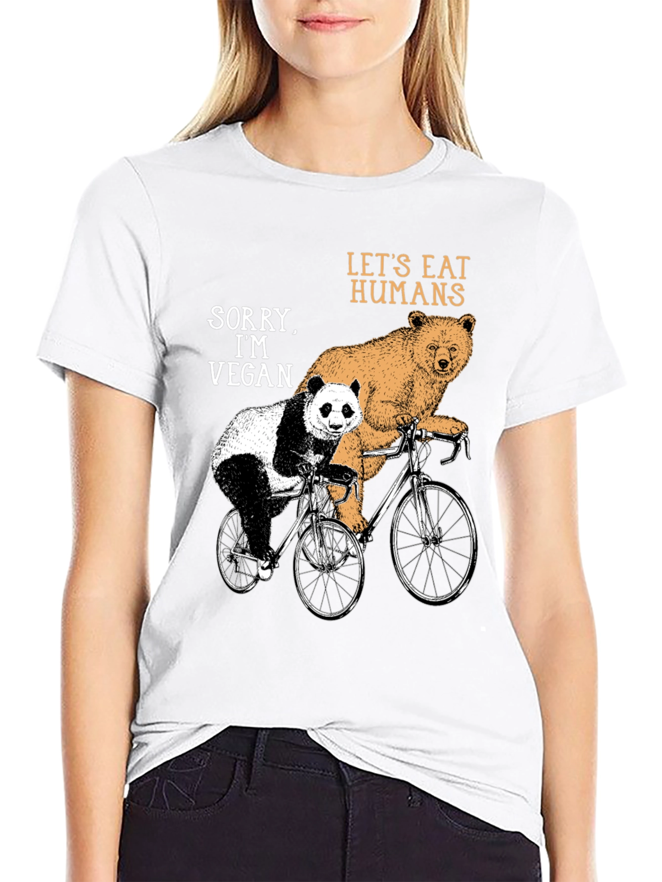 Vegan Bear Bicycle Graphic T-Shirt