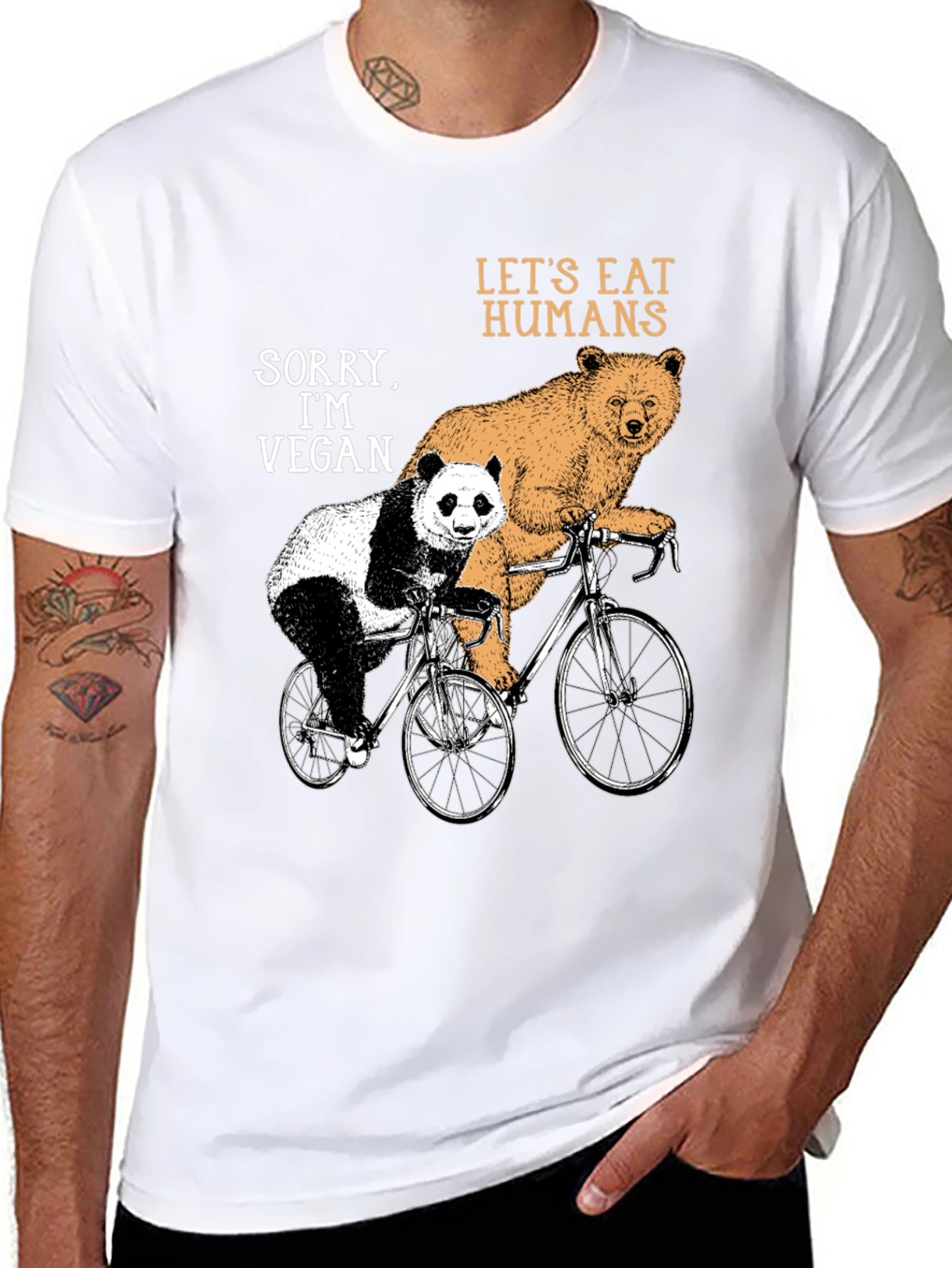 Vegan Bear Bicycle Graphic T-Shirt