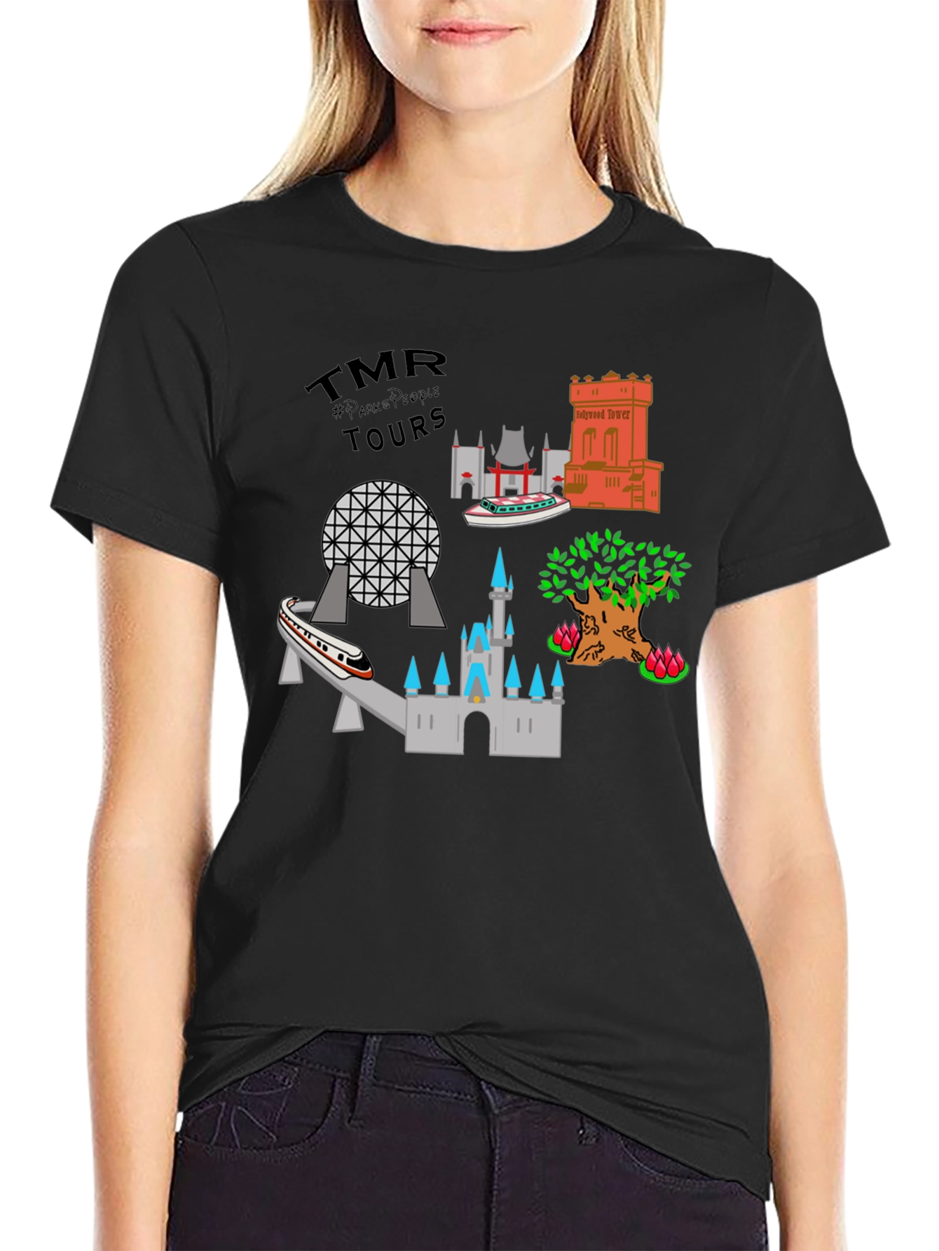 Disney Theme Park Tour Black Tee