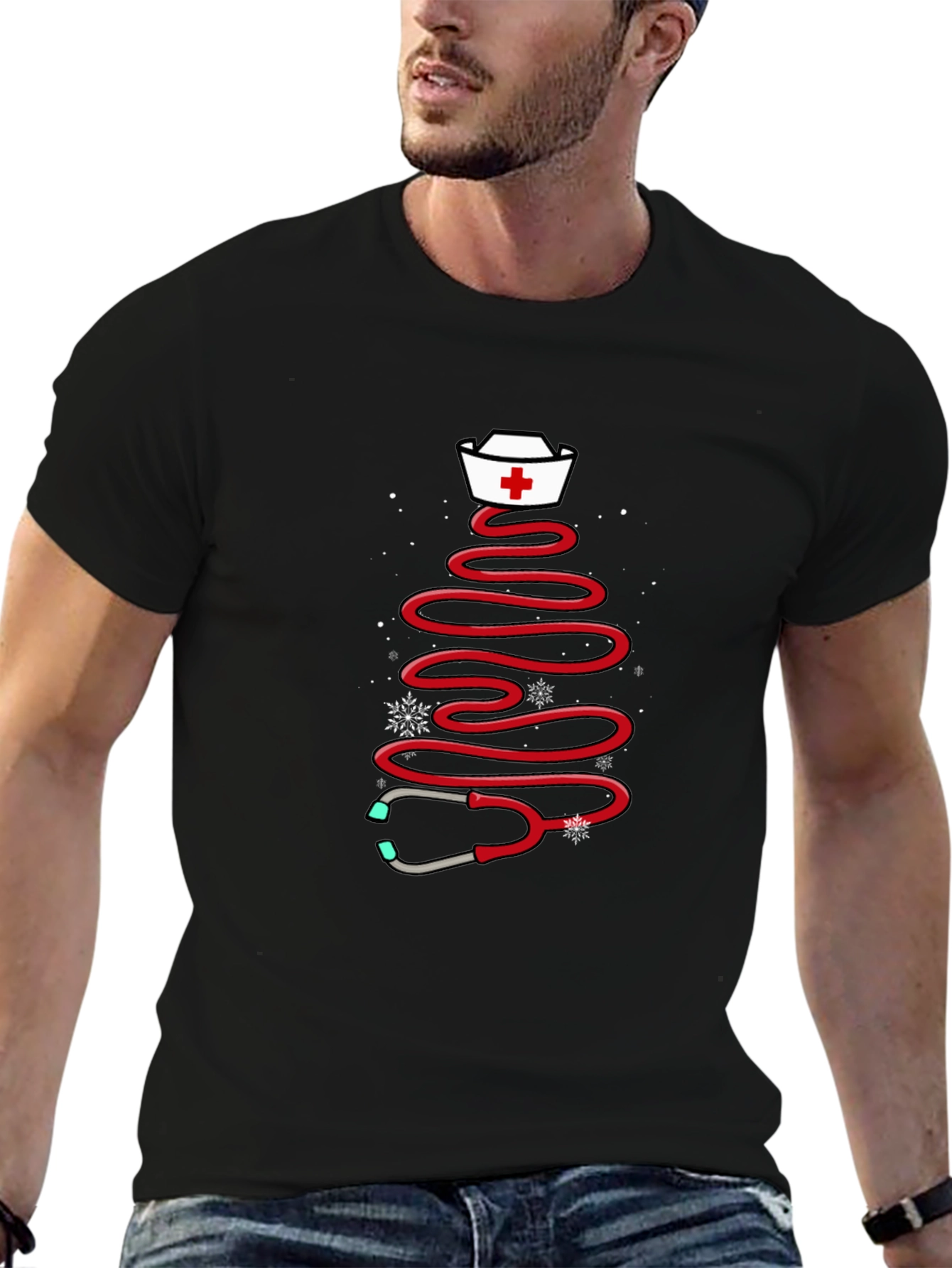 Nurse Christmas Tree Stethoscope T-Shirt