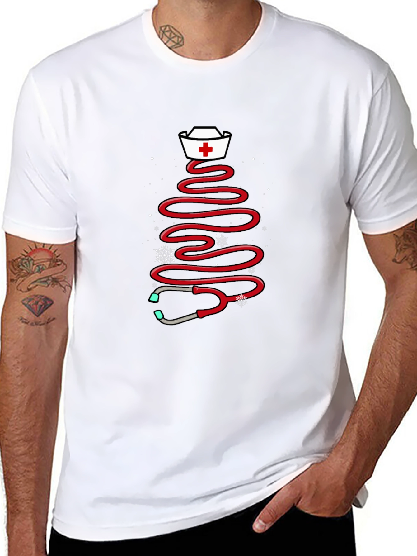 Nurse Christmas Tree Stethoscope T-Shirt