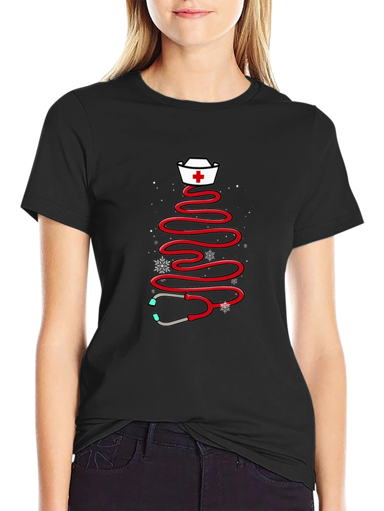 Nurse Christmas Tree Stethoscope T-Shirt