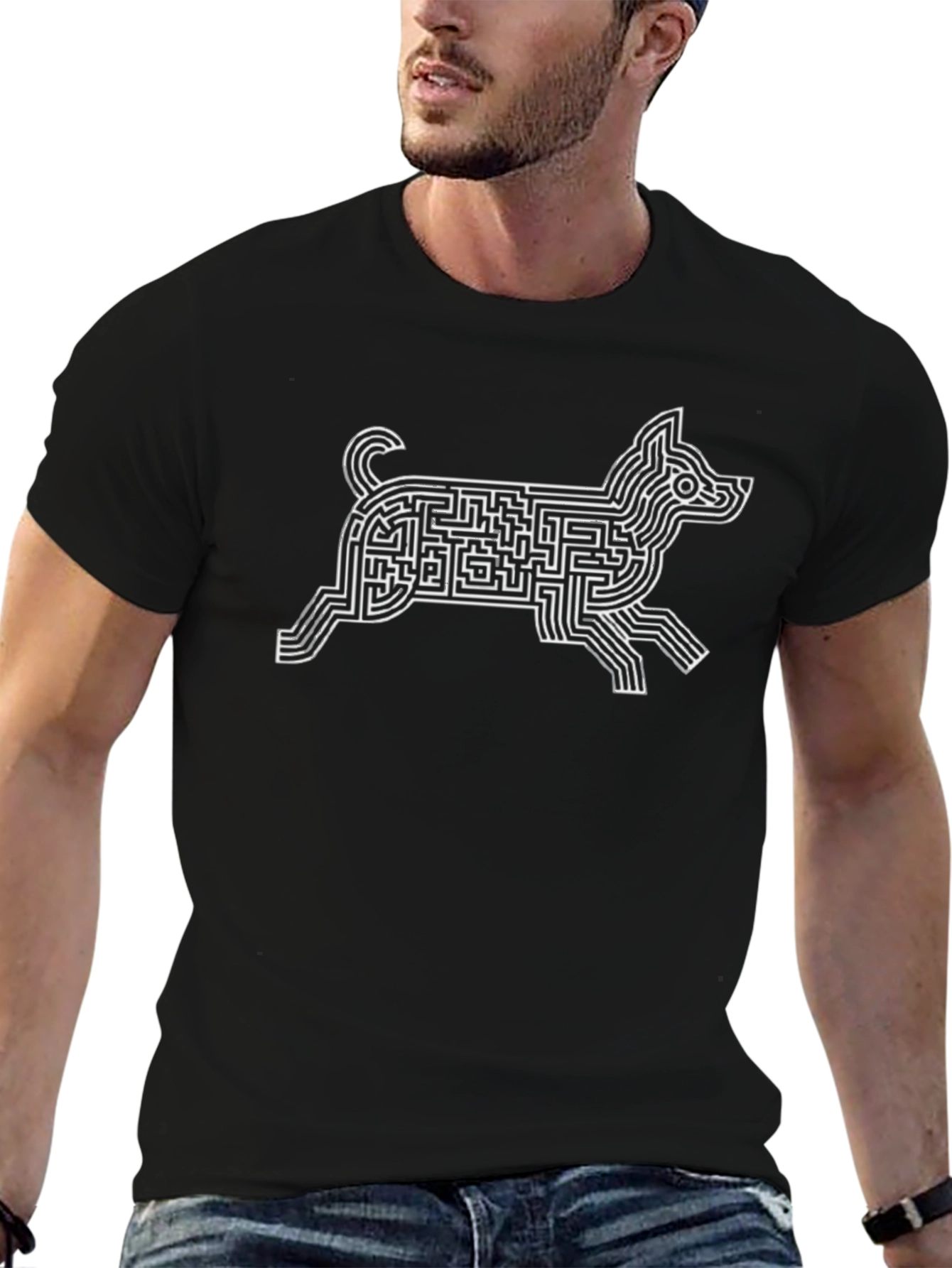 Maze Dog Graphic Tee - Unique Puzzle Design