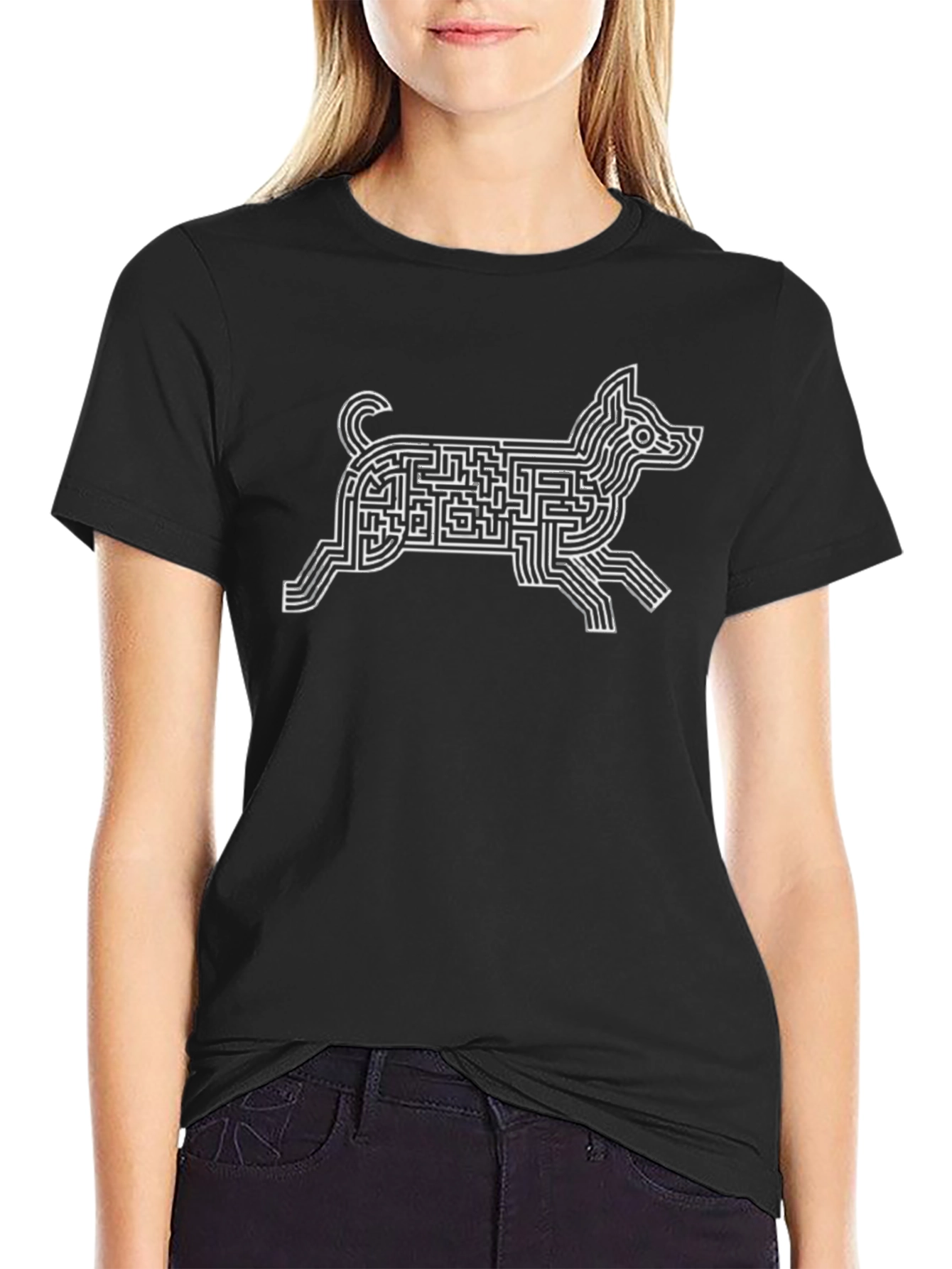 Maze Dog Graphic Tee - Unique Puzzle Design
