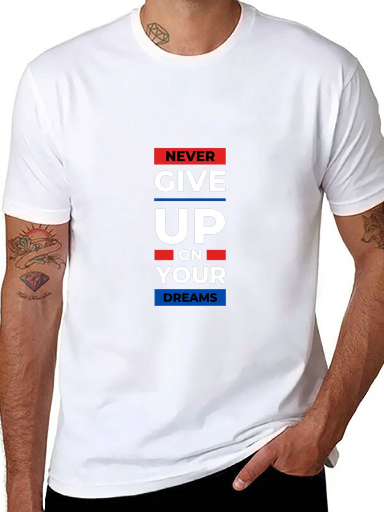 Never Give Up Graphic T-Shirt - Black